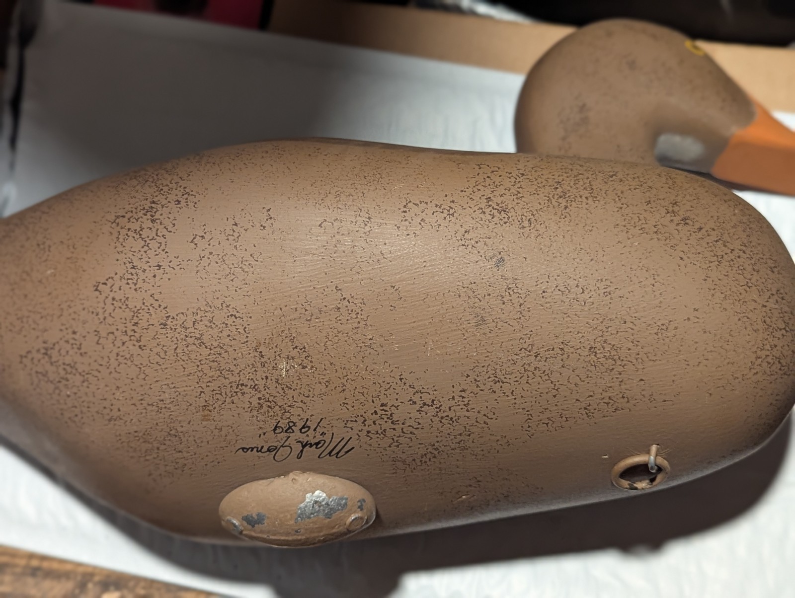 SIGNED 1989 MARK JONES HAND MADE HAND PAINTED WOOD DUCK DECOY