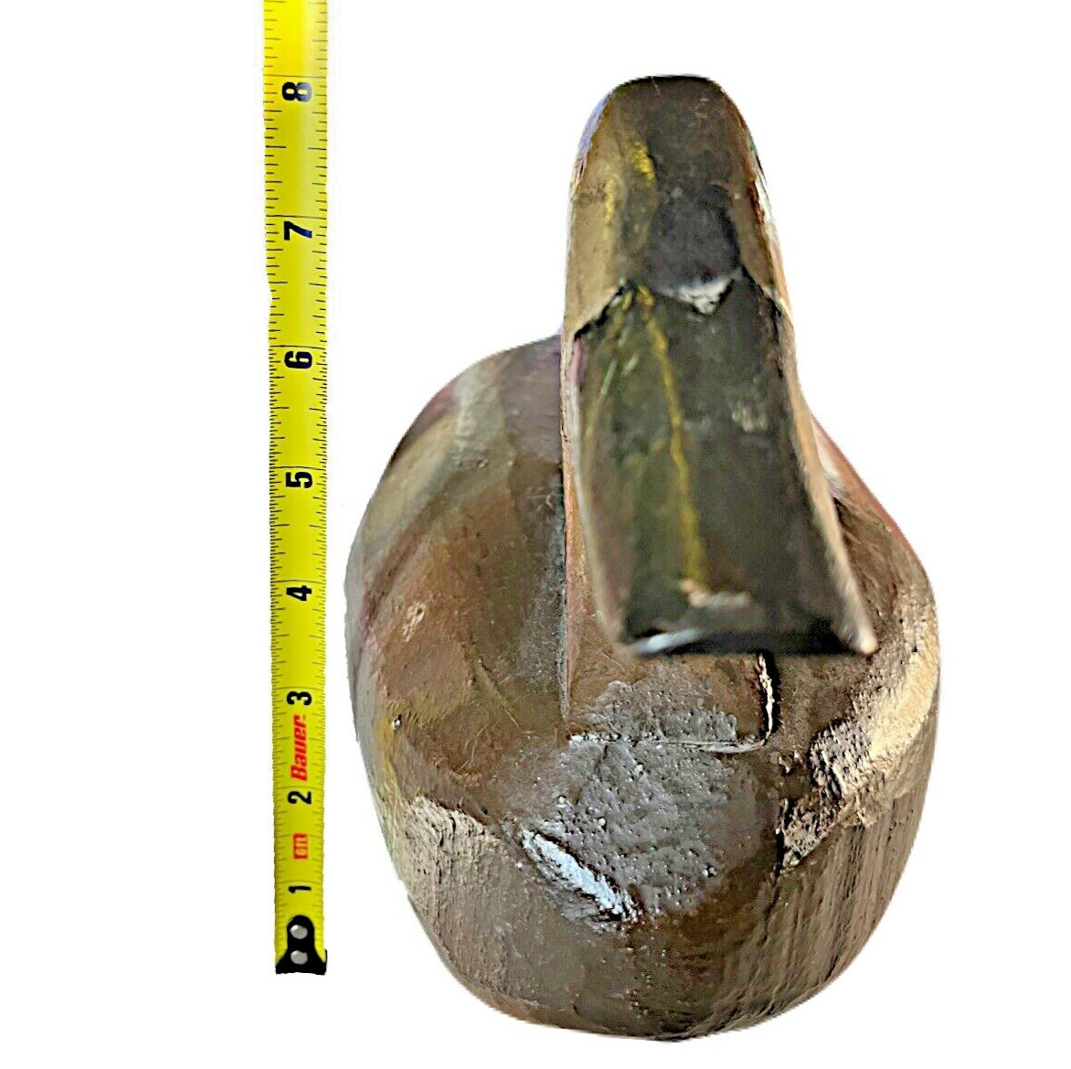 Vintage Duck Decoy Primitive Solid Body w/ Stand & Lead Weight Mushroom Antique
