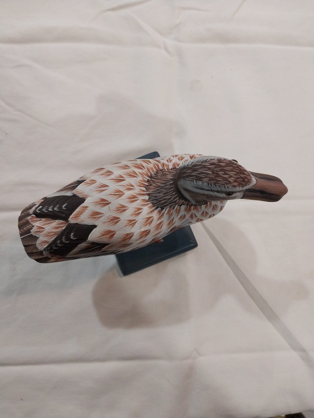 Vtg Wooden Carved and Painted Duck Female Mallard Duck People republic China