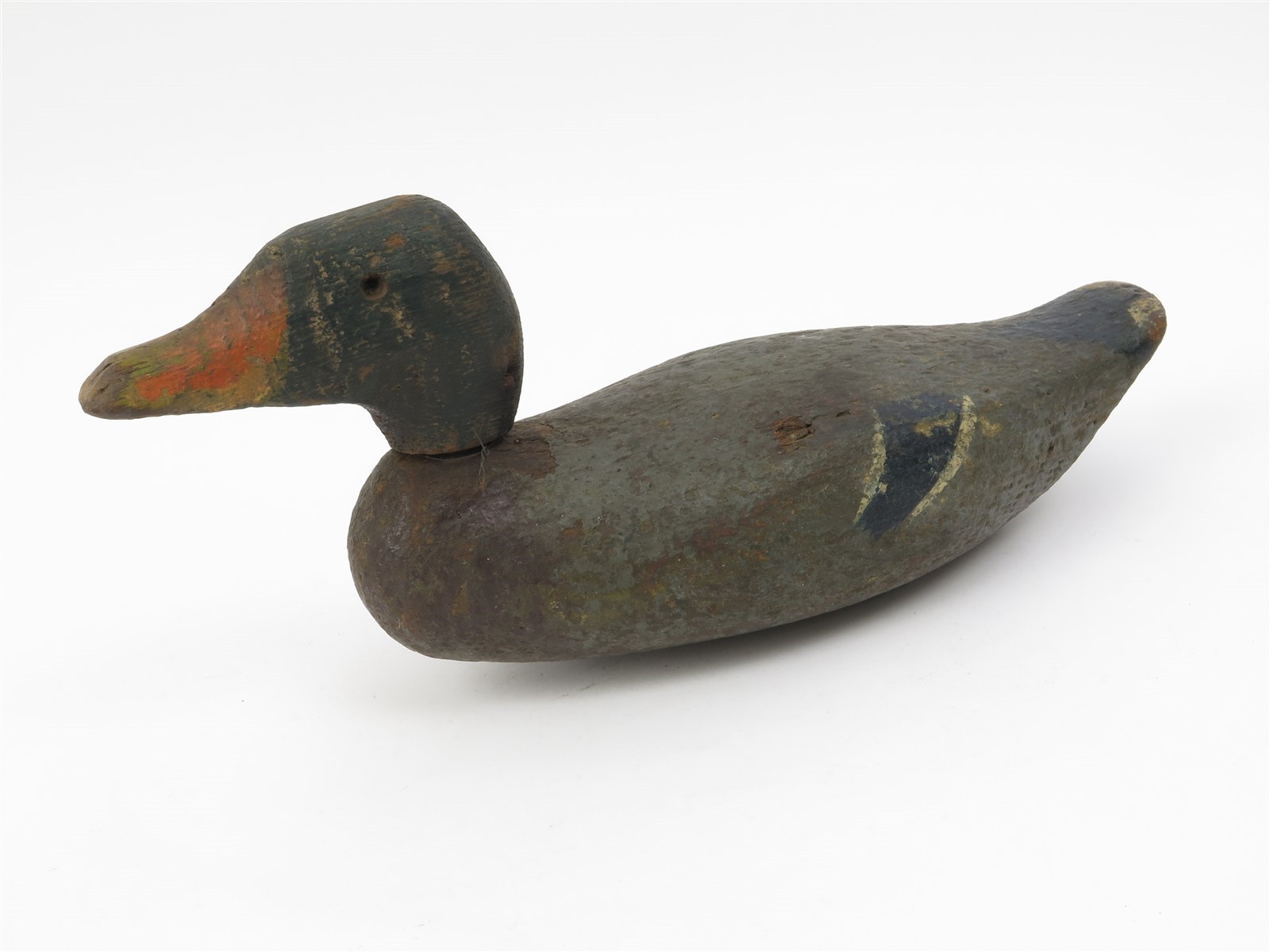 Vintage Hand Painted Glass Eye Wooden Male Mallard Duck Decoy 15.5″ x 7″ x 5.25″