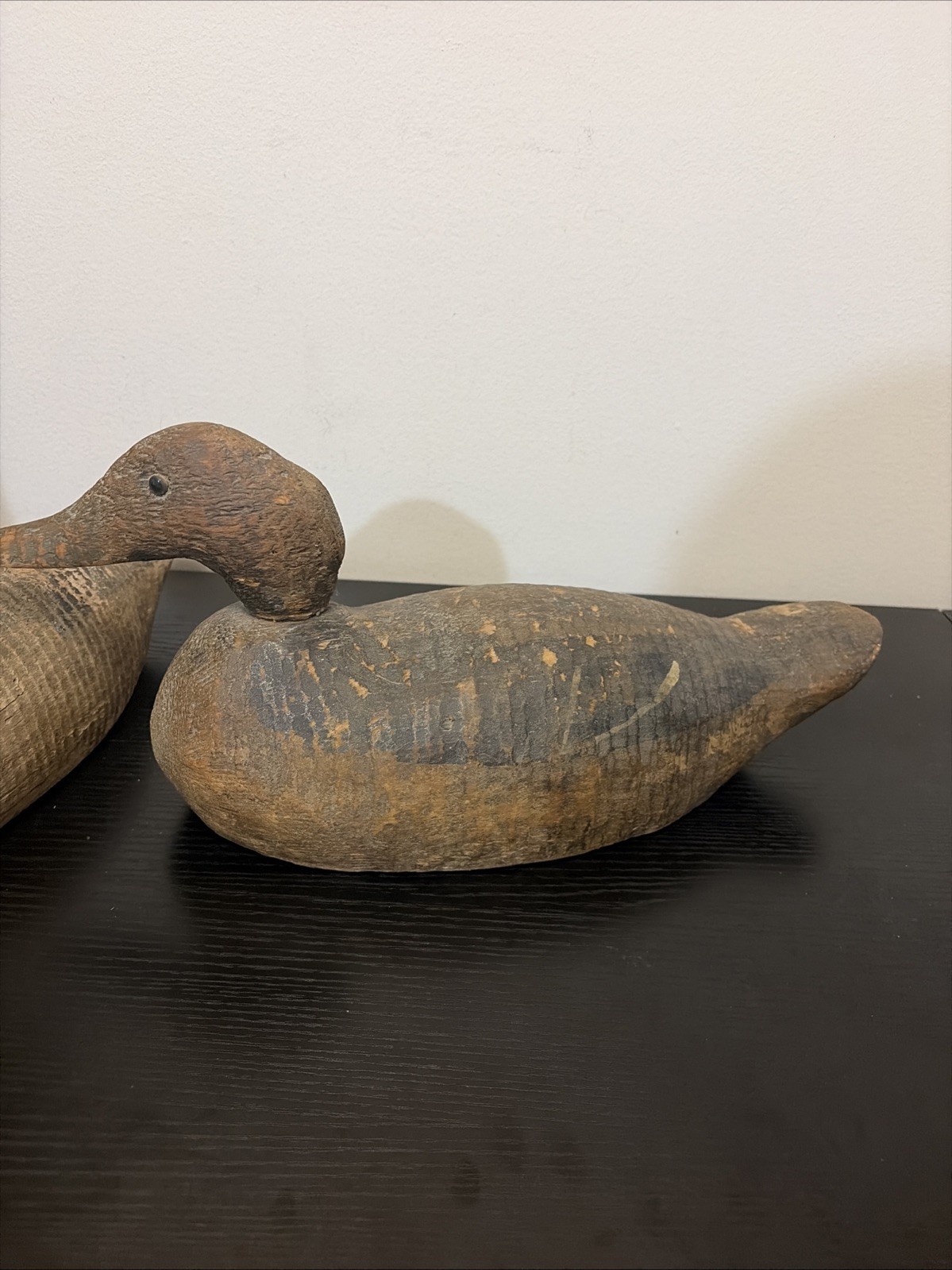 Antique Hand-Carved Wooden Mallard Duck Decoy Set Of 2