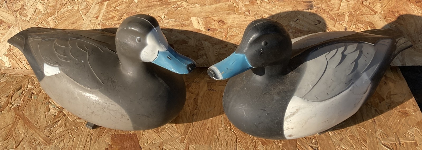 VICTOR D-9 BLUEBILL DRAKE & HEN ORIGINAL Factory Paint DECOYS 50+ years old
