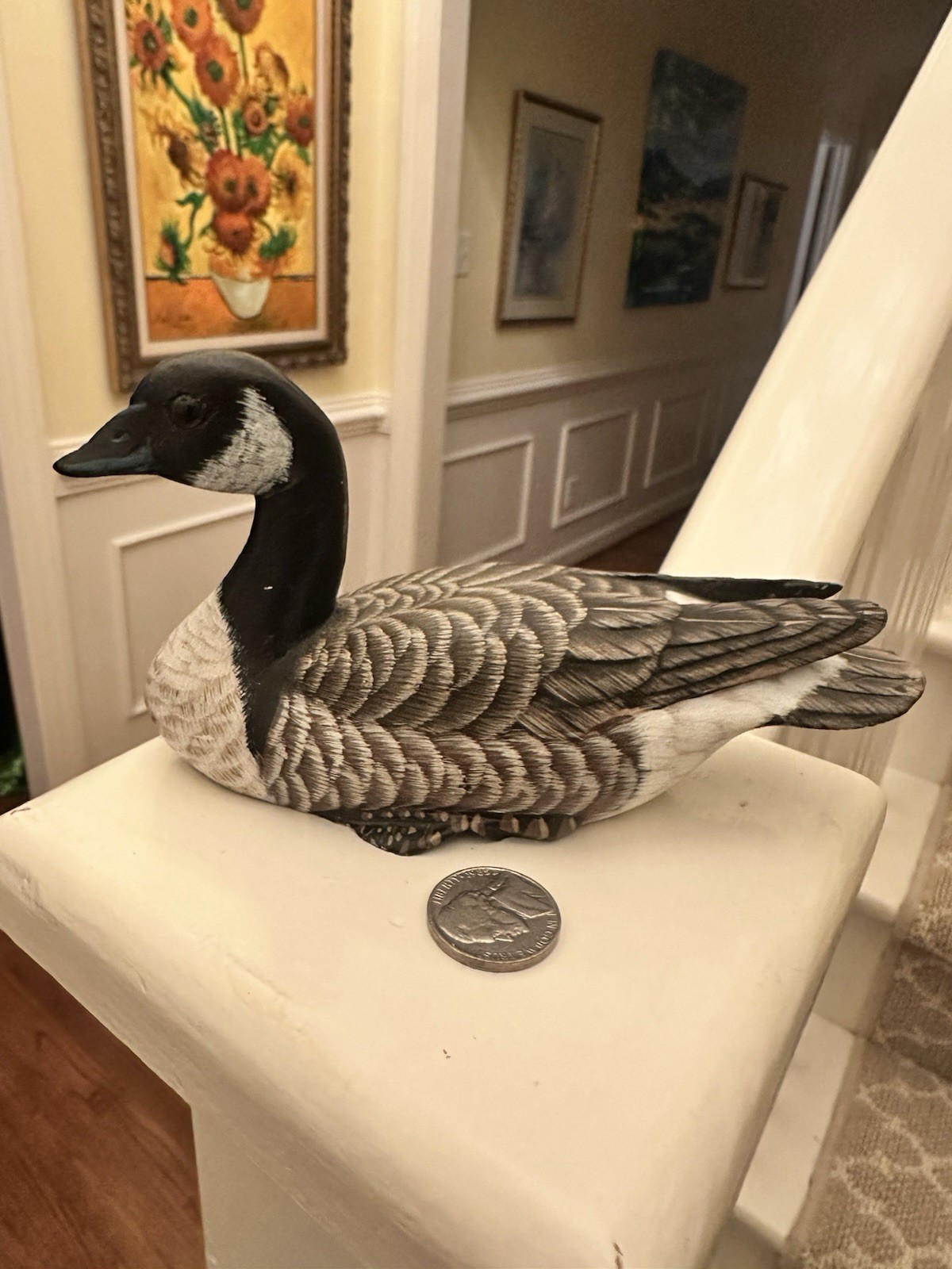 Vintage Canada Goose Miniature Decoy Hand Carved Wood Folk Art Ward Style Rare