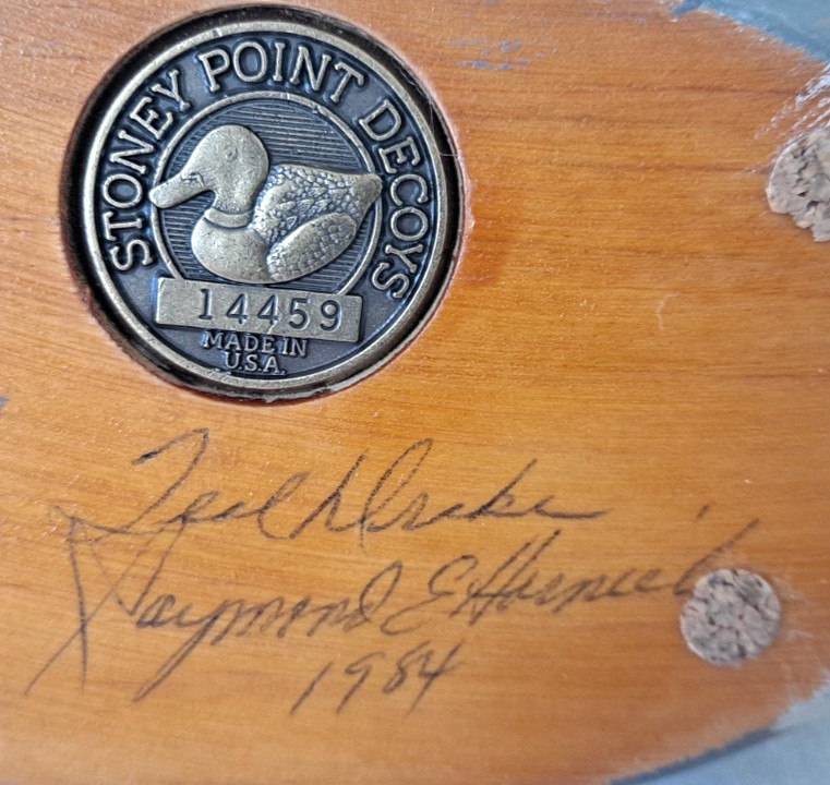 Stoney Point Decoy Mallard Drake Duck 1984 Signed Raymond E. Hornick #14459 Teal