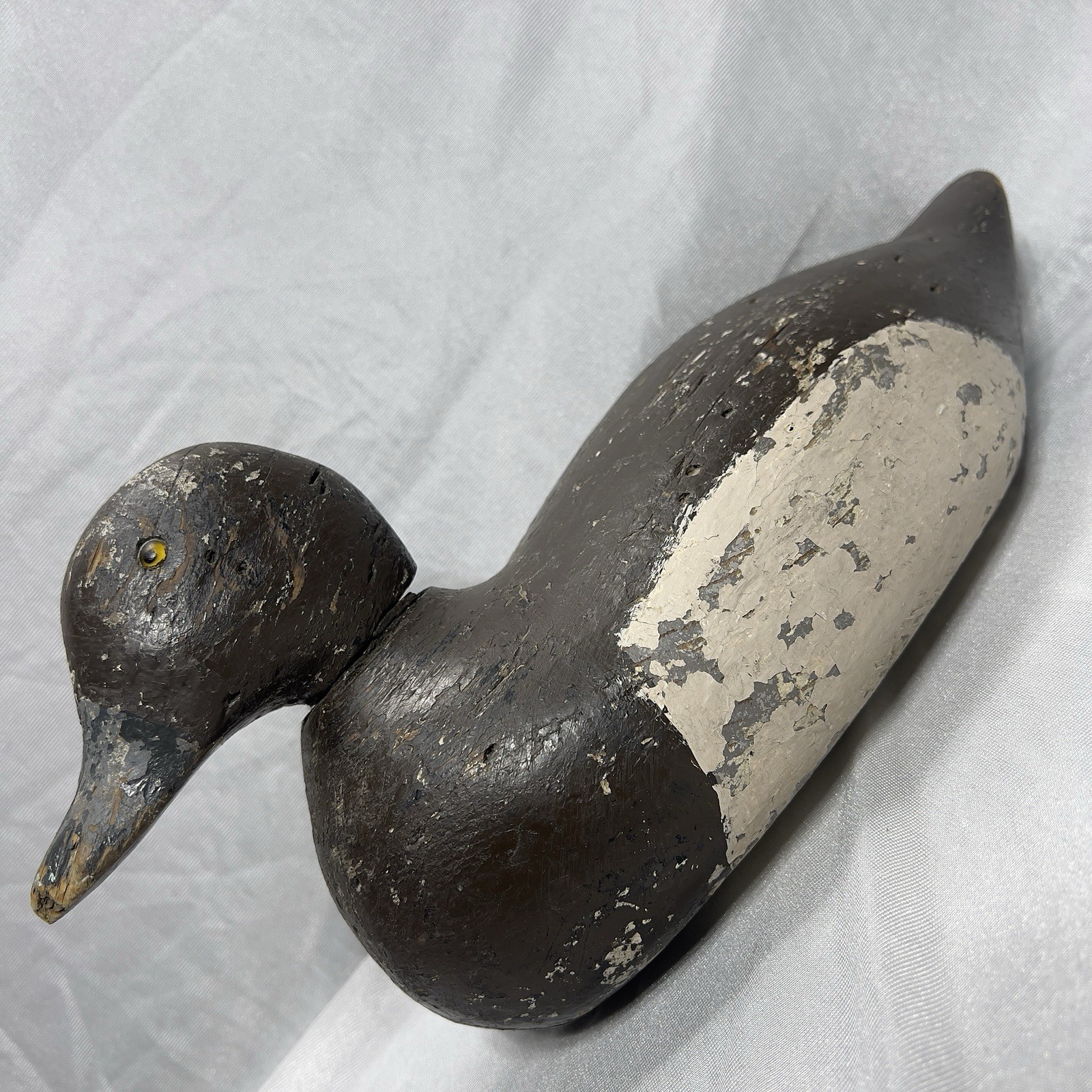 Antique Mason Challenge Grade Decoy Glass Eye Solid Wood Working Repaint Hunting