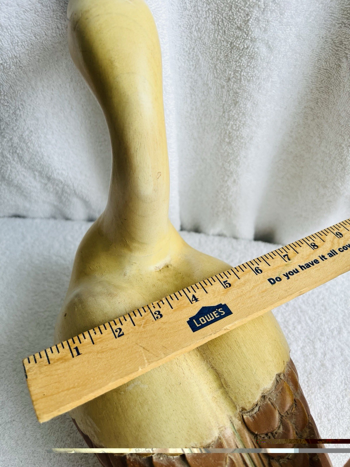 Vintage Wood Goose Decoy Solid Body Hand Painted Hand Carved