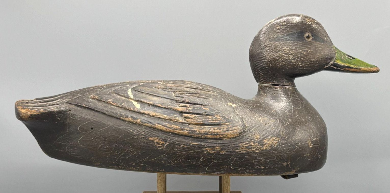 *RARE* BILL COOPER (1886-1975) *QUEBEC* ANTIQUE BLACK DUCK DECOY CA 1930s-1940s