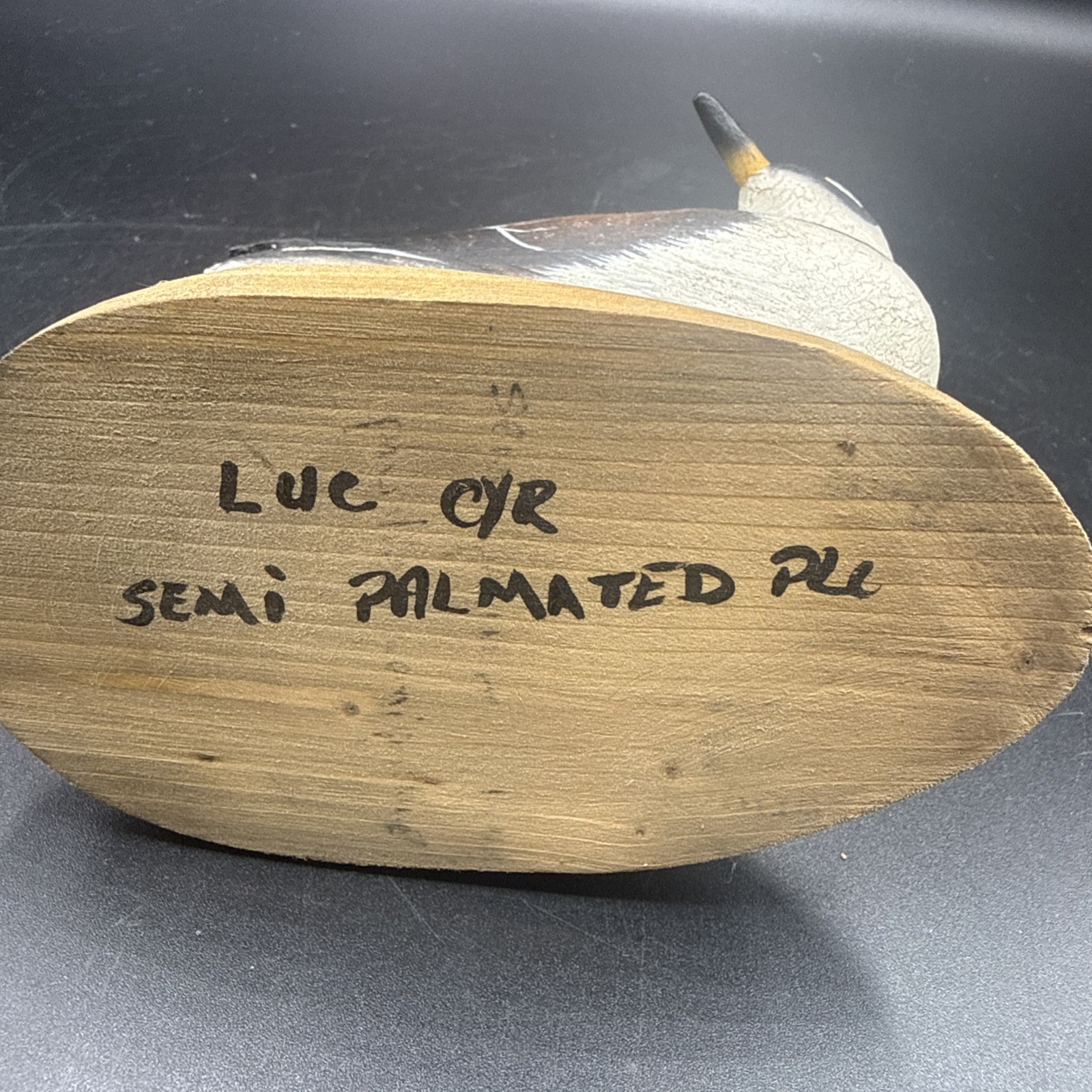 Vtg Canadian Artist Luc Cyr Hand Carved Wood Shorebird Decoy Semipalmated Plover