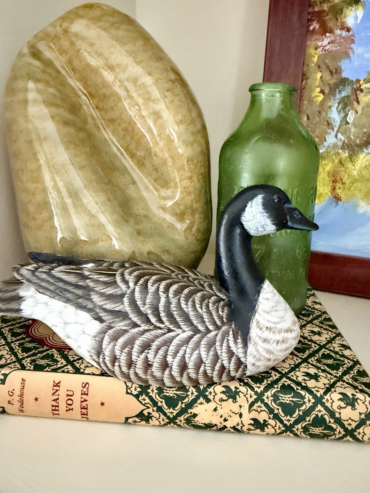 Vintage Canada Goose Miniature Decoy Hand Carved Wood Folk Art Ward Style Rare