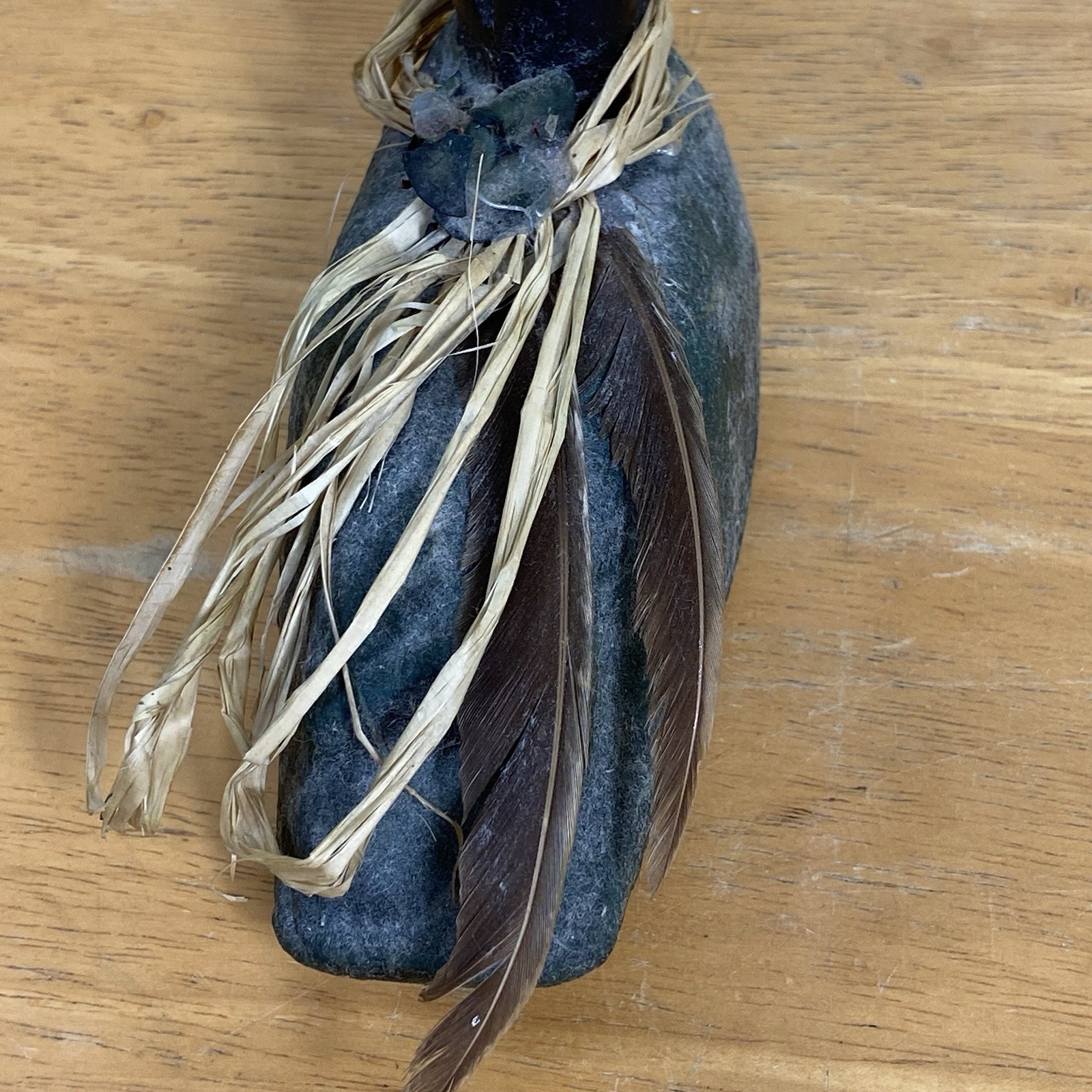 Vintage Hand Made 6-inch Carved Wooden Duck Decoy Green Primitive Home Decor