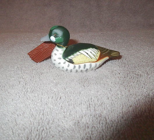 Vtg Mini Duck Decoy With Shadow Box 1984 Enesco Goldeneye Hand Painted 80s NEW