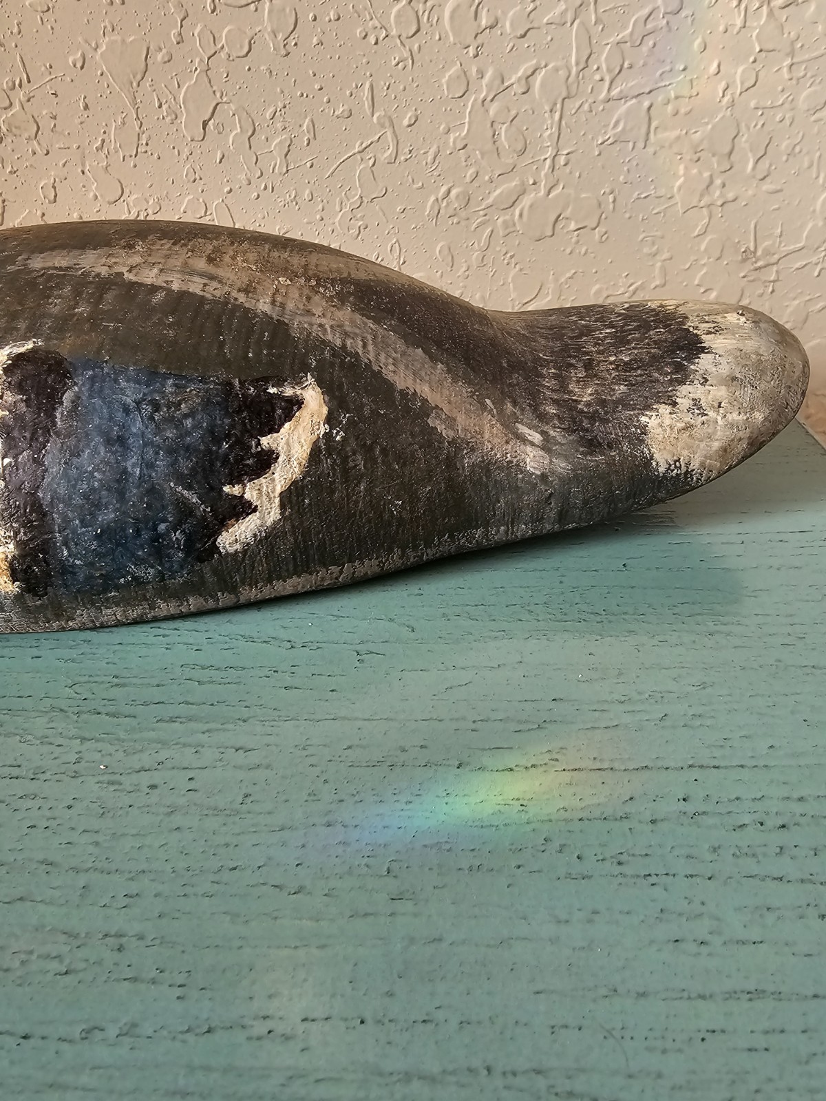 Antique HandCarved Mallard Duck Decoy W/Iron Weight, Swivel Dowel Head-Very Good
