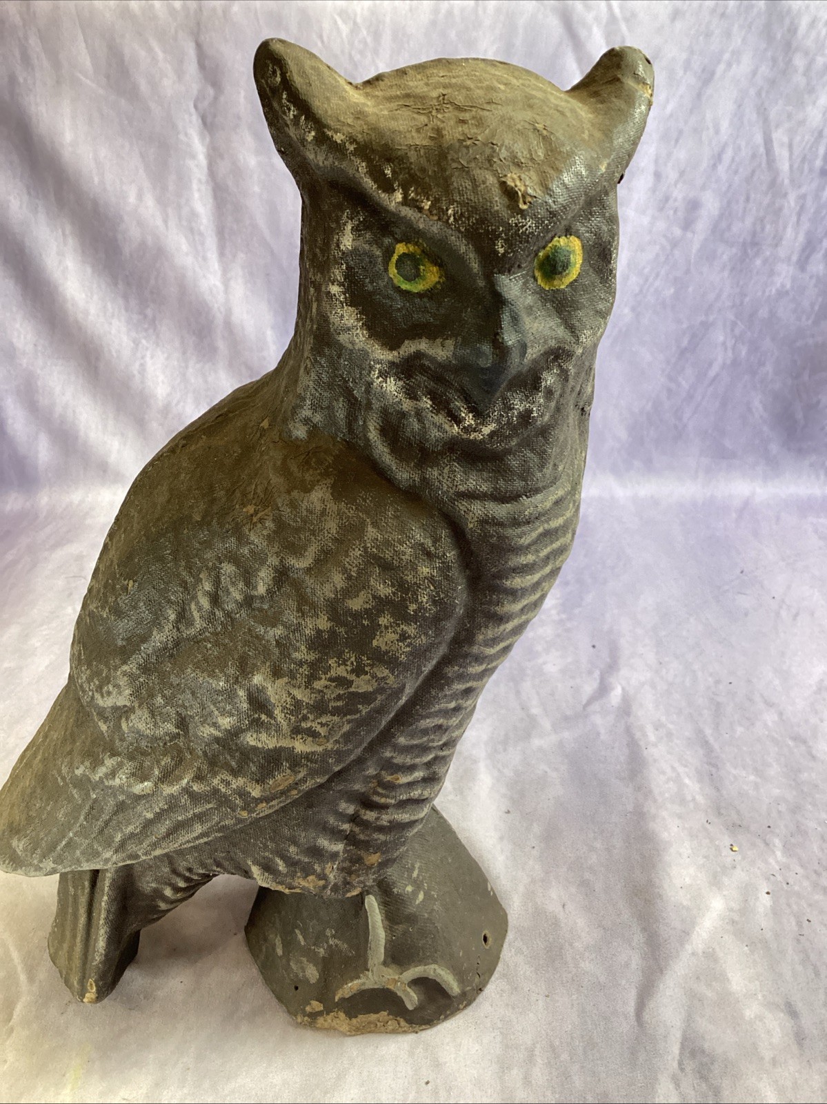 Antique Vintage PAPER MACHE CARRY-LITE OWL Decoy 13″ Tall