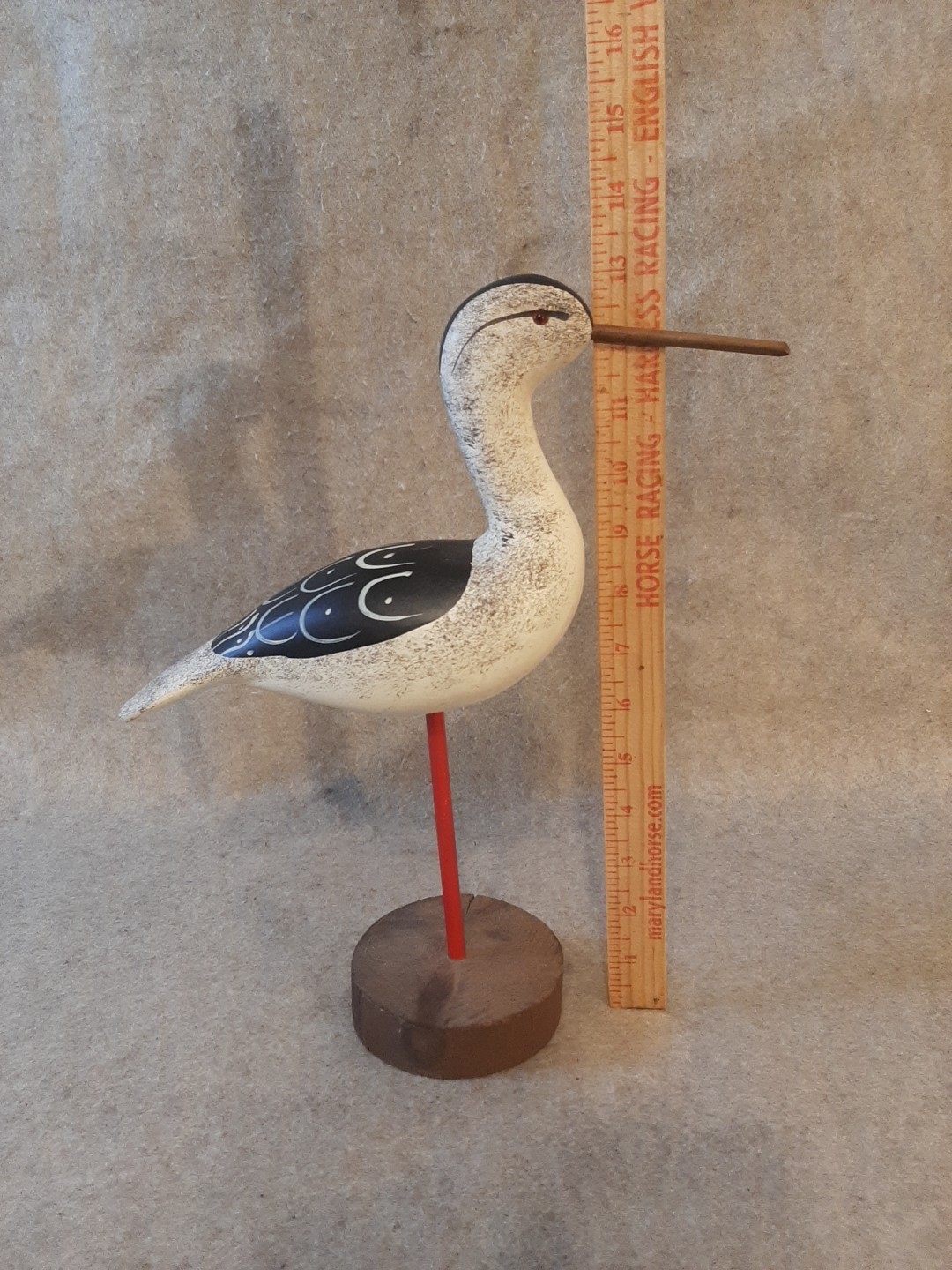 Carved Wood Shorebird Decoy Sandpiper Wooden Folk Art Waterfowl Bird unsigned
