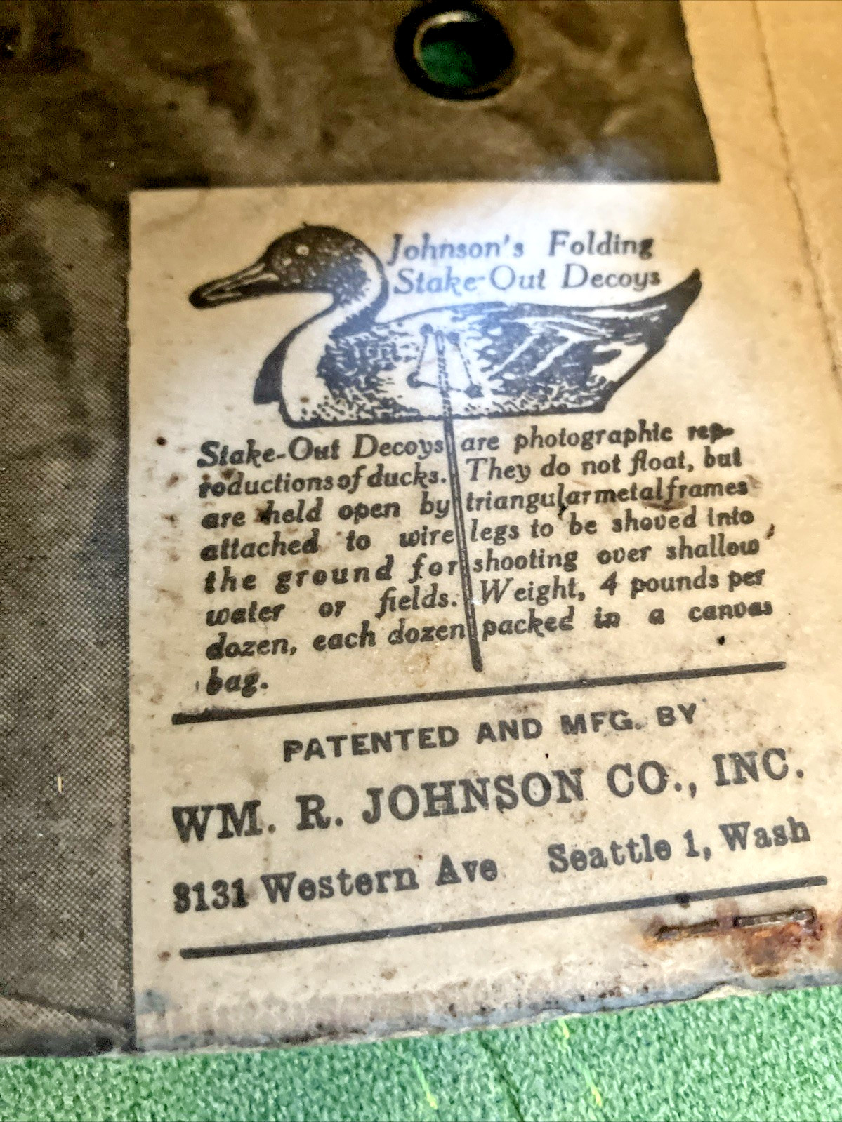 Antique 1940 Johnsons Fiberboard Folding Goose Decoy Interior Design Vintage