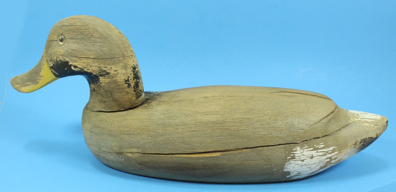 Vintage Hand-Carved Mallard Duck Decoy Hand Painted One side. Old One