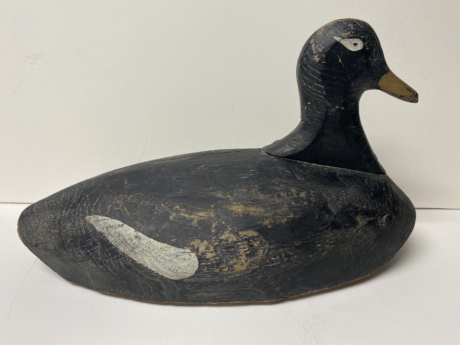 White-winged Scoter Duck Decoy, Vintage, Wood, Nailed in Head Set, Unsigned