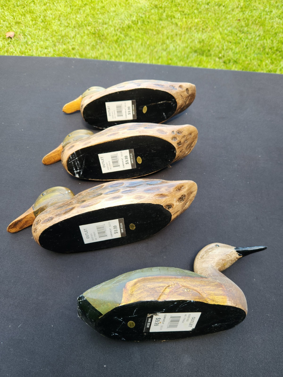 Duck Decoys Set of 4 Wood Mallard Waterfowl Hunting Accessories Decor Cabin Lake
