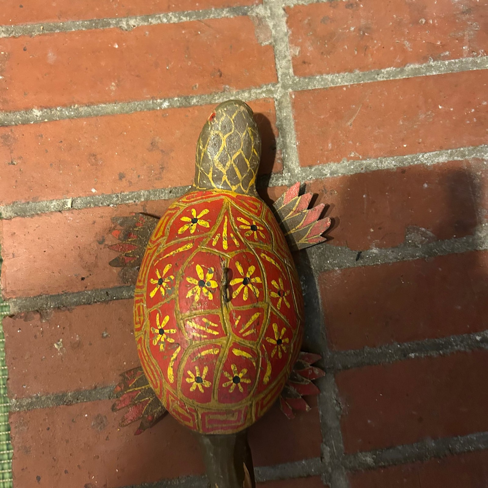 Beautiful Rare Vintage Folk Art Hand Carved Turtle Ice Fishing Decoy Circa 1940