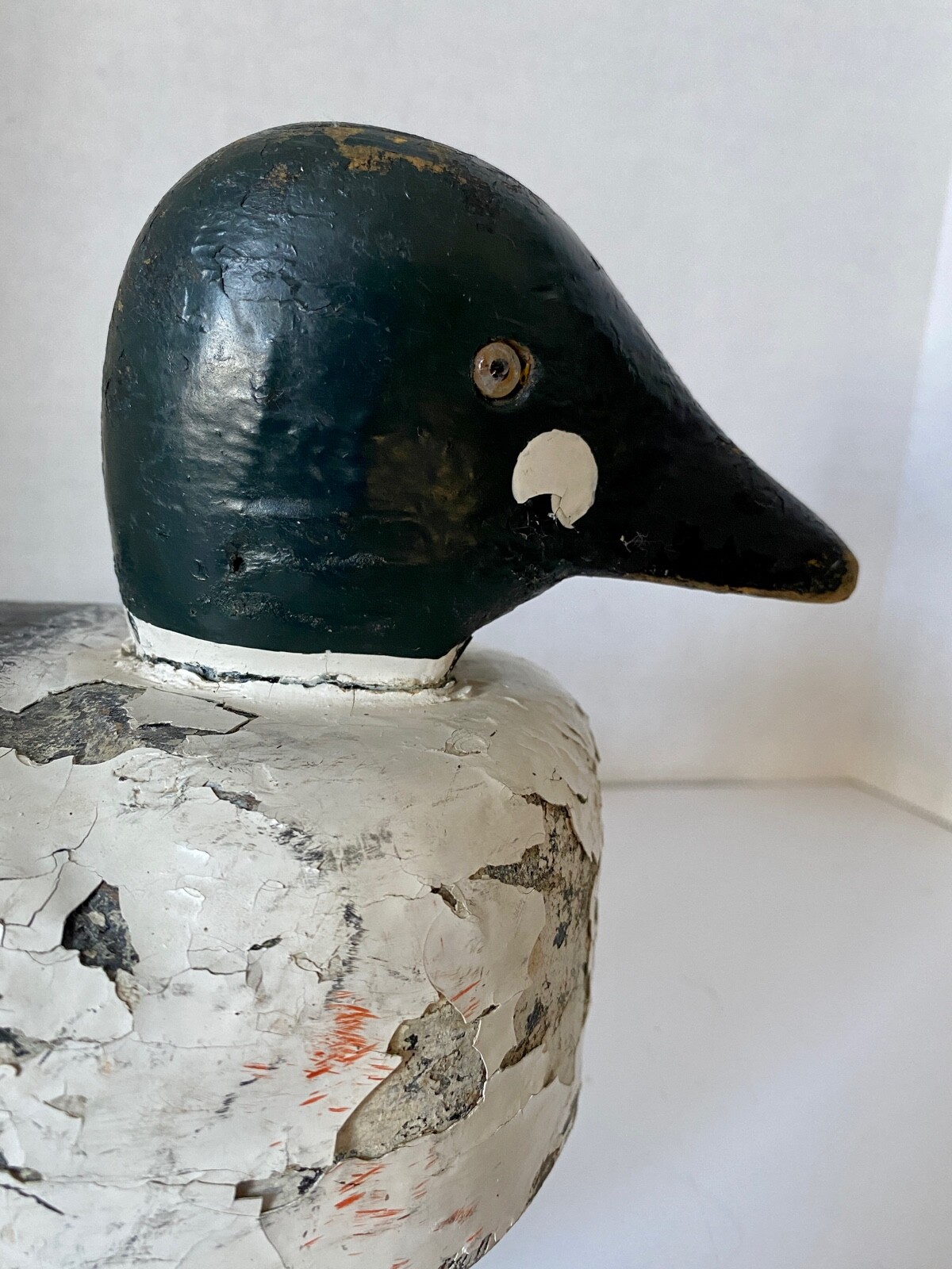 Goldeneye Wood Carved Duck Decoy, Turned Head, Weighted, Unsigned