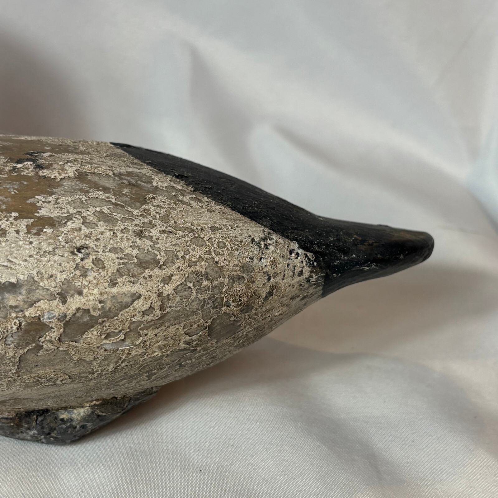 Vtg Working Canvas Back Duck Decoy With Strap & Weight Hand Made CHIPPY
