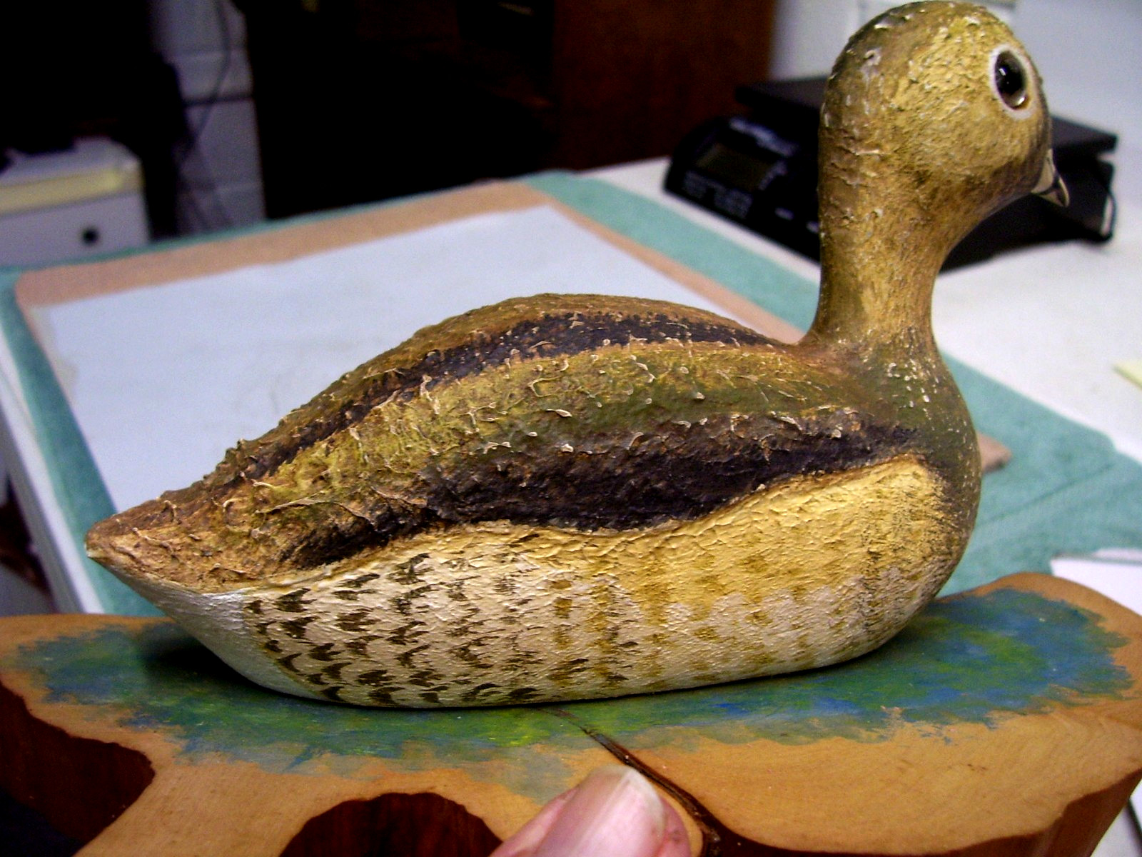 Vintage Dod Rowe Wooden Carved Decoy Shorebird Duck, Signed