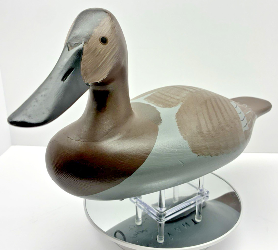 1992 Signed Stamped Vernon Bryant Canvasback Hen Decoy Vintage Havre De Grace MD