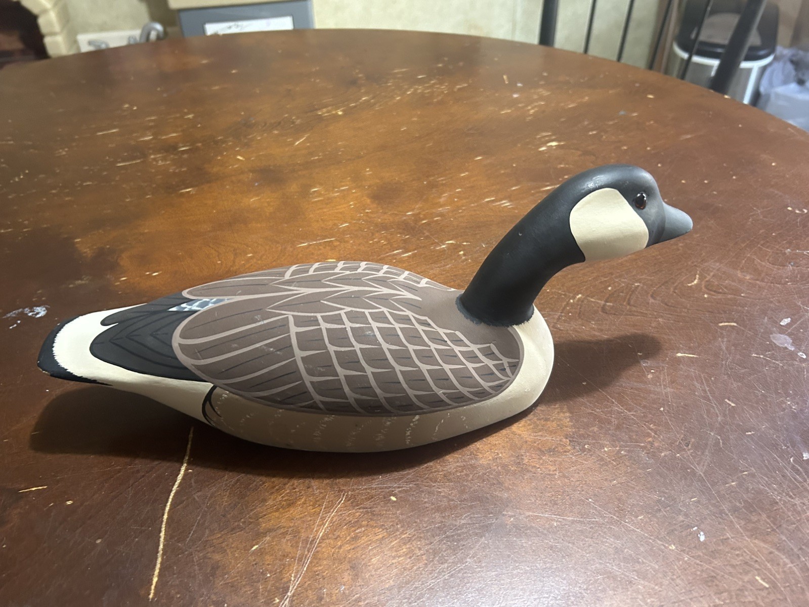1987 Vintage Canada Goose Decoy, Cedar Wood