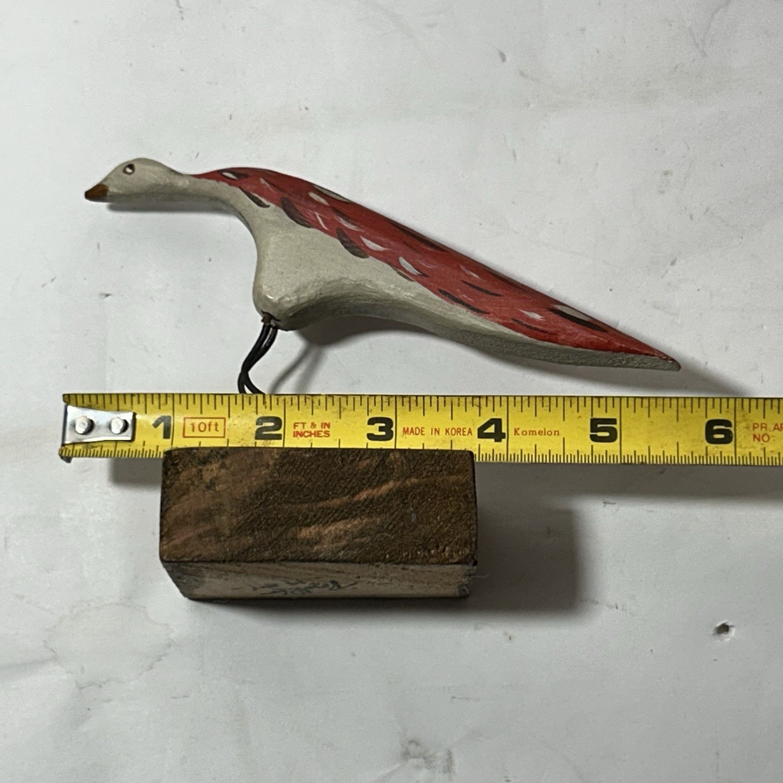 Signed bird duck decoy vintage wood hand carved & painted on stand Display 1985