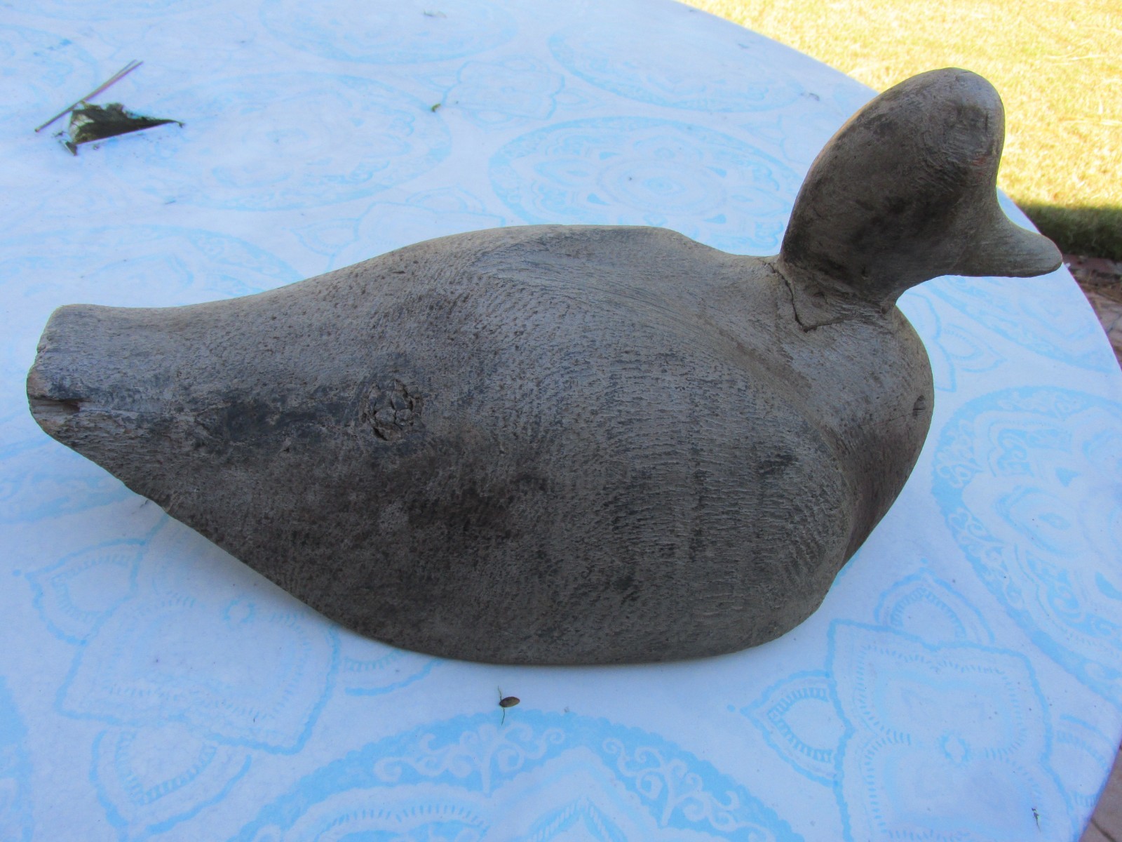 Primitive Solid Wood Duck Decoy Hand Carved Large Decoy