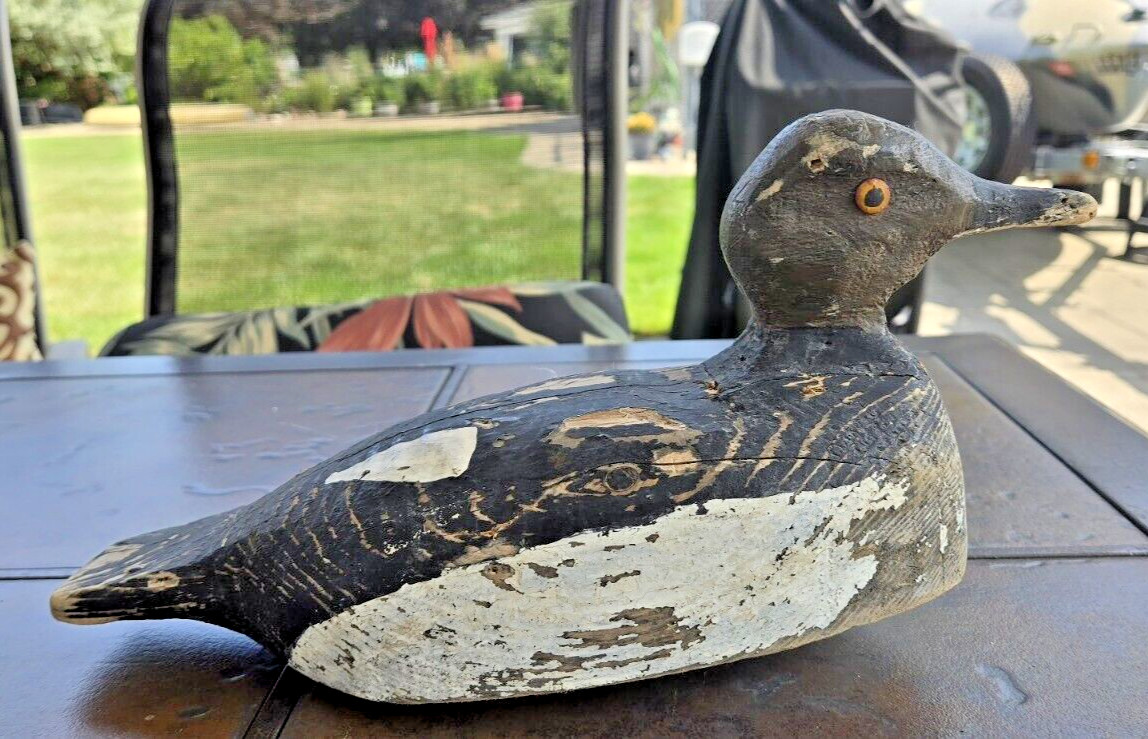 Vintage Duck Decoy Goldeneye 1000 Islands Ont Solid Wood