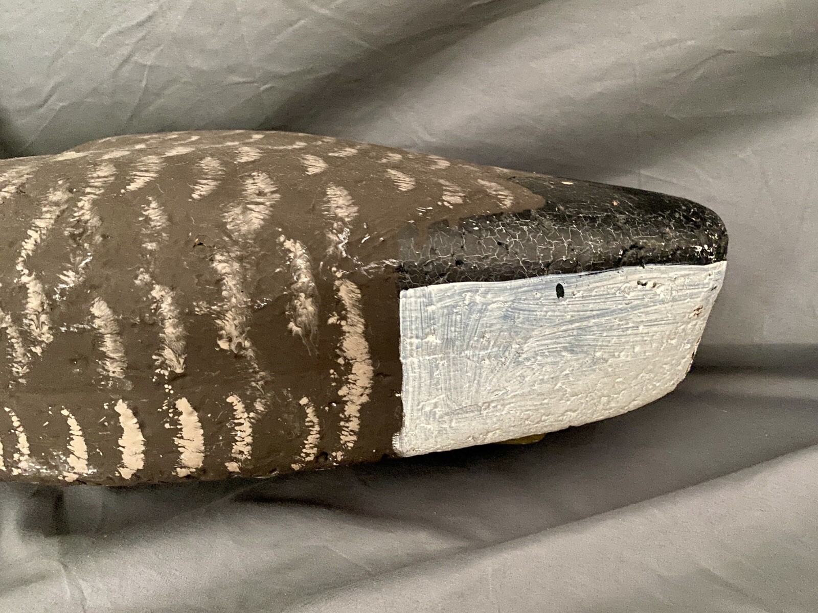 Vintage Corker Canada Goose Duck Decoy w/Wood Head, Weighted, Signed OM on Keel