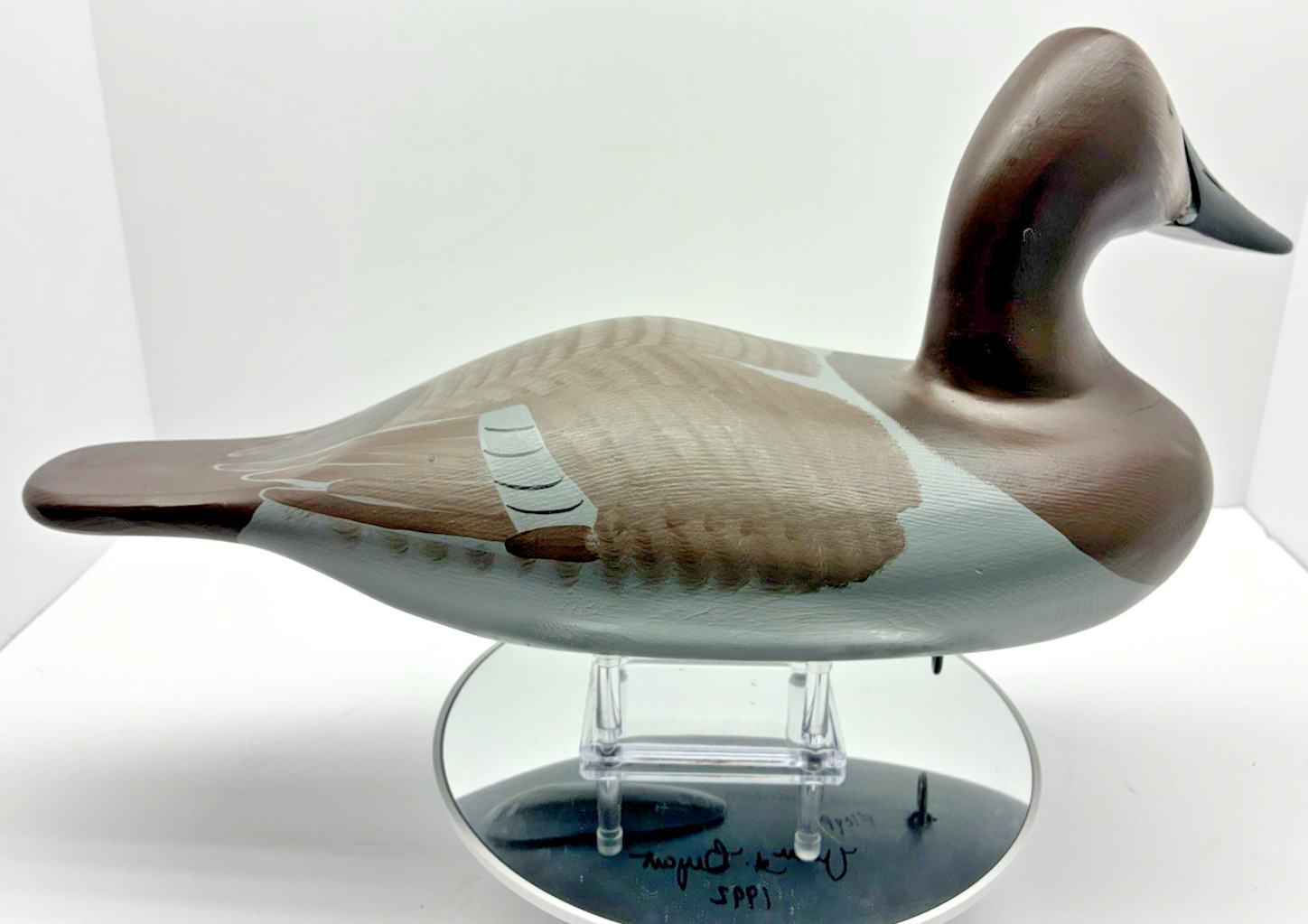 1992 Signed Stamped Vernon Bryant Canvasback Hen Decoy Vintage Havre De Grace MD
