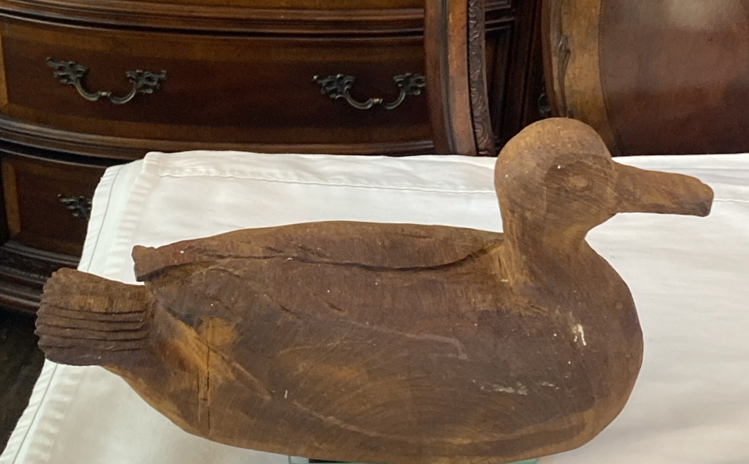 PRIMITIVE CARVED SOLID WOOD DUCK LIFE SIZE 15” WEIGHTS 5 POUNDS ONE OF A KIND