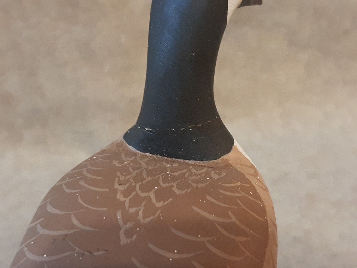 Carved Wood Miniature Goose Decoy branded Burn on Driftwood
