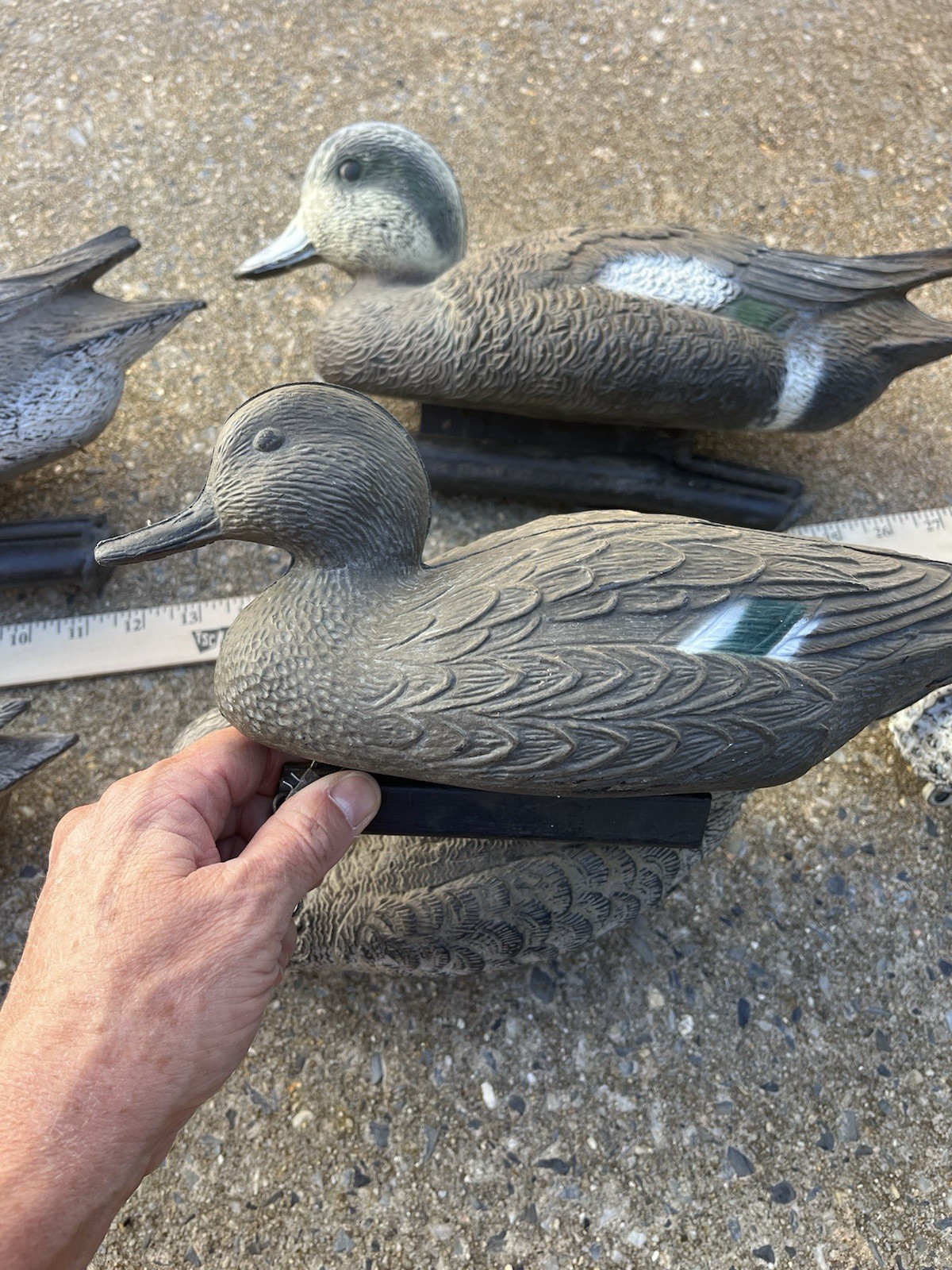 Lot Of 6 Vintage Plastic Hunting Duck Decoys Used Made In Italy & USA Carry Lite