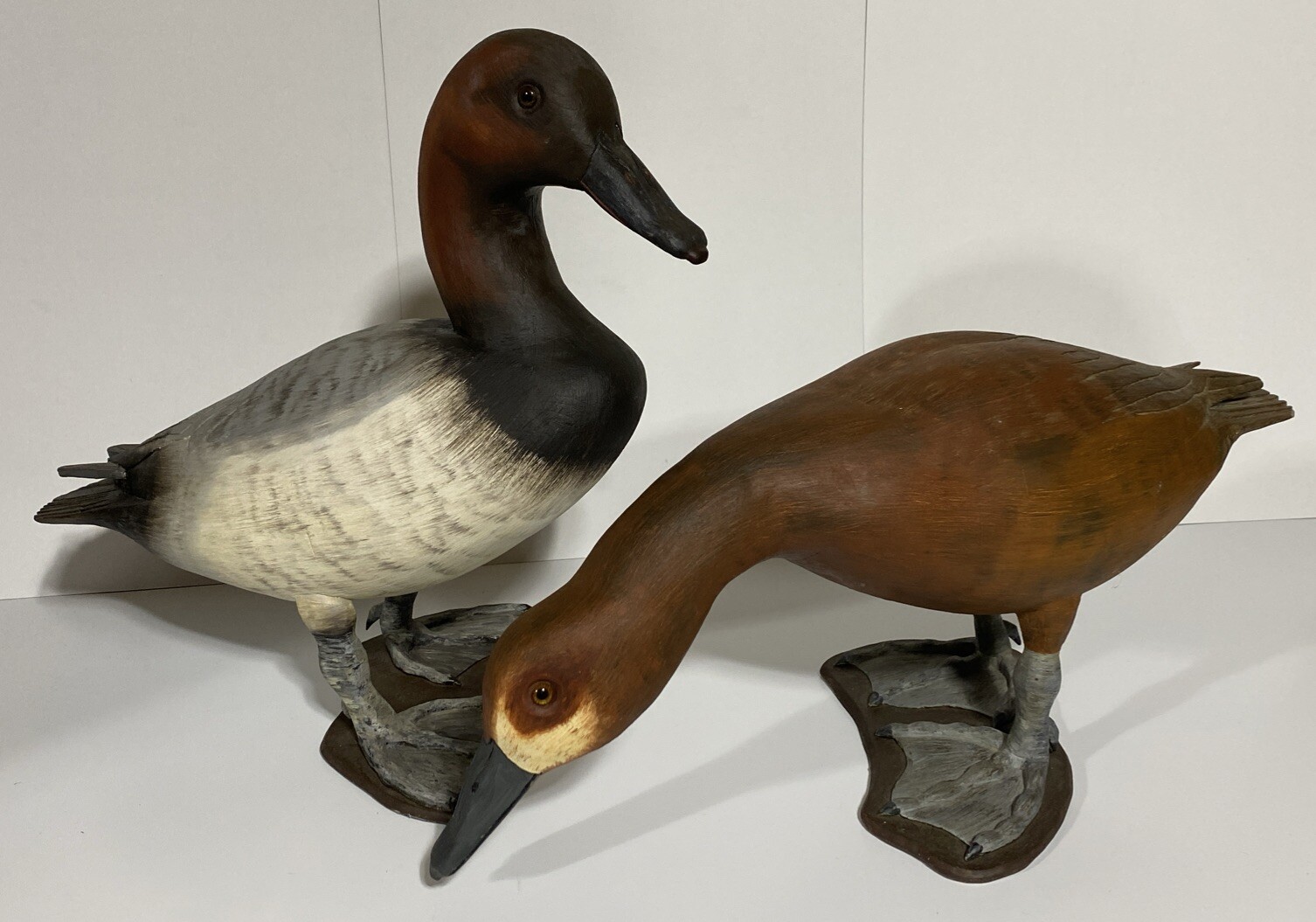 Pair Of 1981 Canvasback Duck Decoys by Robert D. Funke Havre DeGrace Maryland