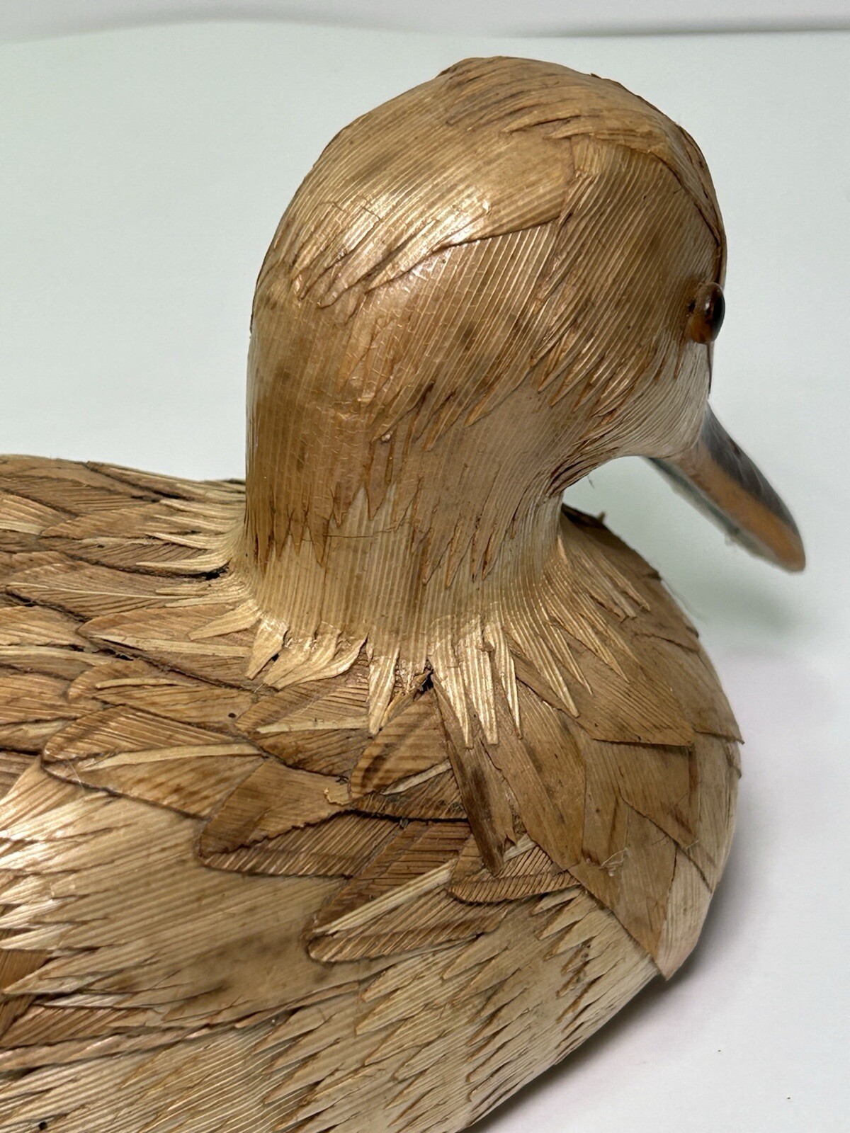 Vintage Hand Made Detailed Hay/straw Type Duck Decoy Sculpture Rare Decor