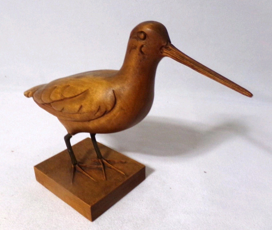 Carved Wooden Bird Folk Art Jacksnipe hunting Style decoy Forslund 1960