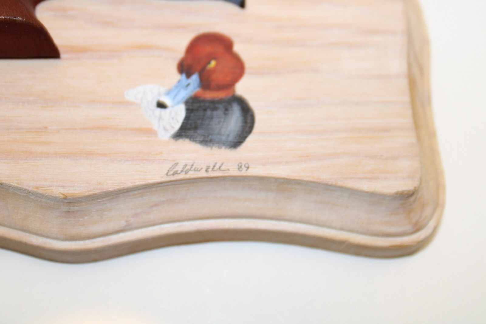 Vintage Redhead Drake Duck 3D wall plaque Signed J.W.Caldwell