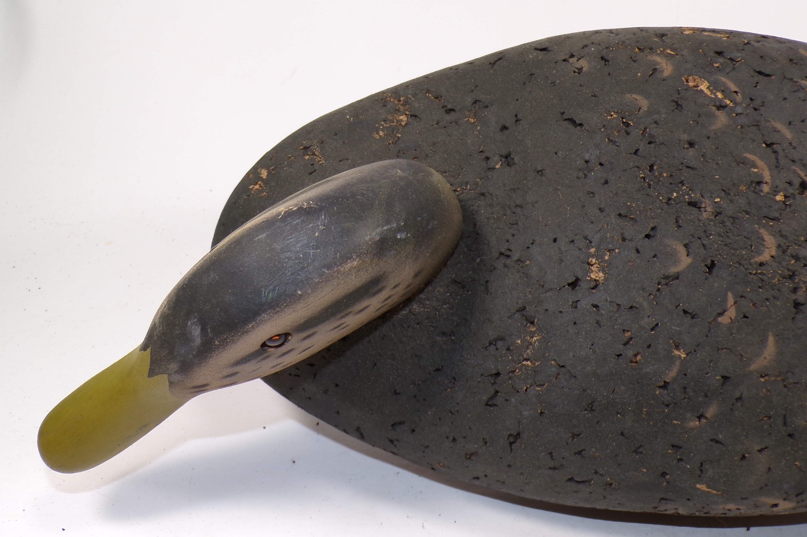 Vintage Cork Duck Decoys 1960s 18.5″L Body Black Displayed Only Hunting Shooting
