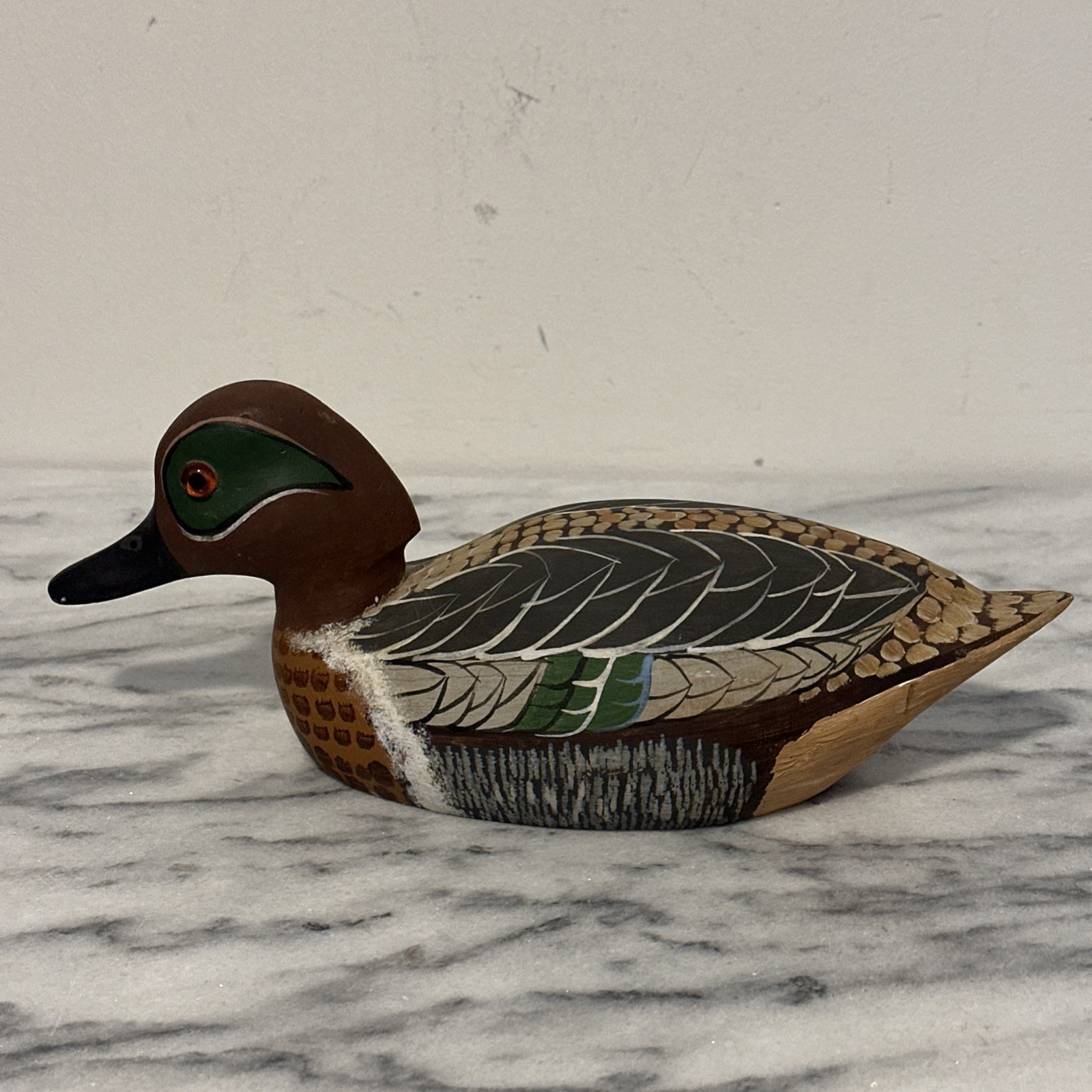 Reginald Trevisan Wood Mallard Duck Decoy Hand Made & Painted Signed Dated 1981