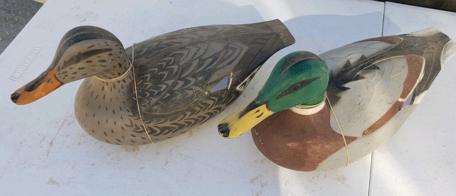 D-9 Victor Duck Decoy Mallard Pair Vintage 1967 Male/Female Woodstream Co USA