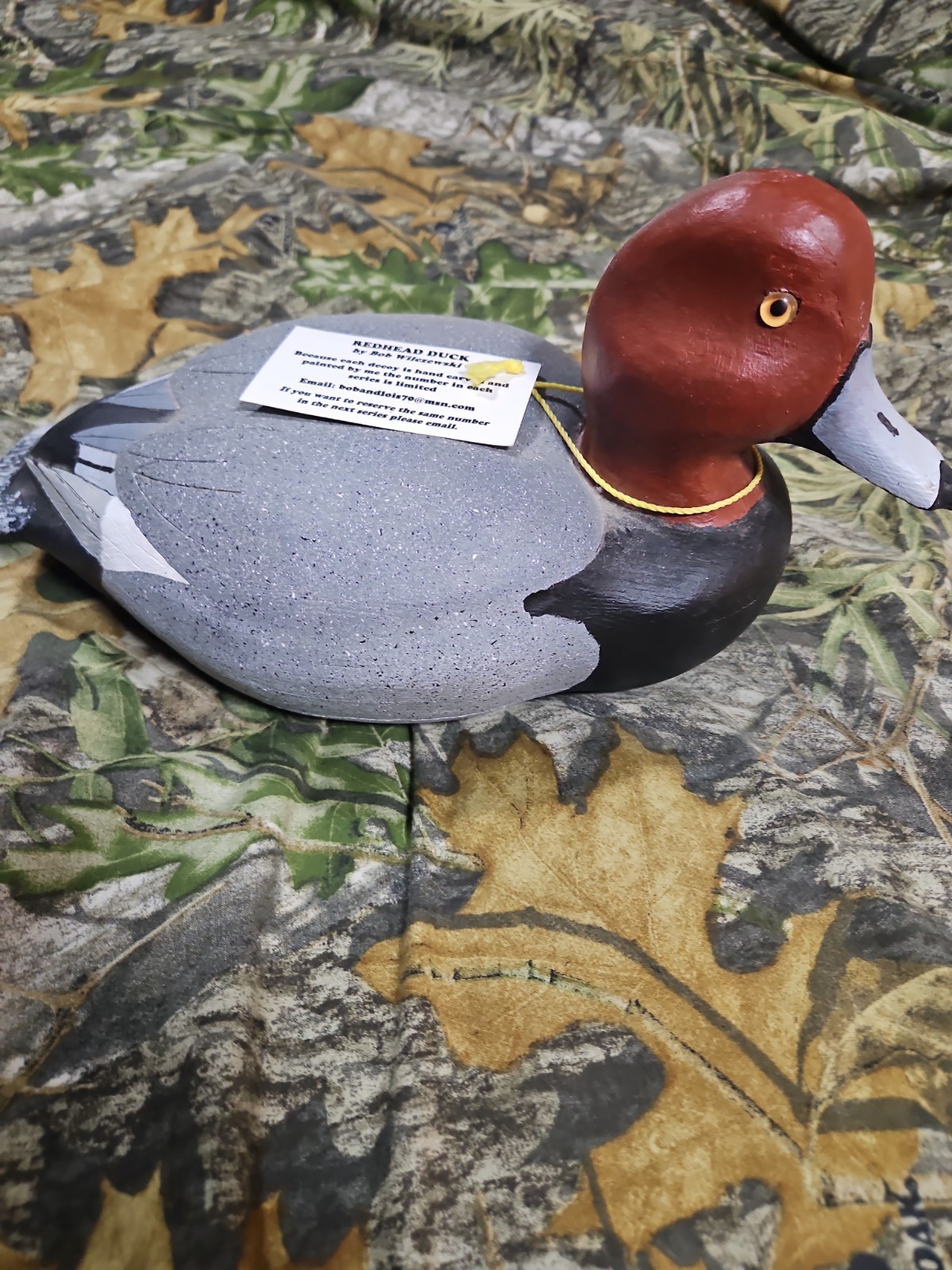 Hand Carved Redhead Duck Decoy By Bob Wilczewski – Artwork, Ducks Unlimited