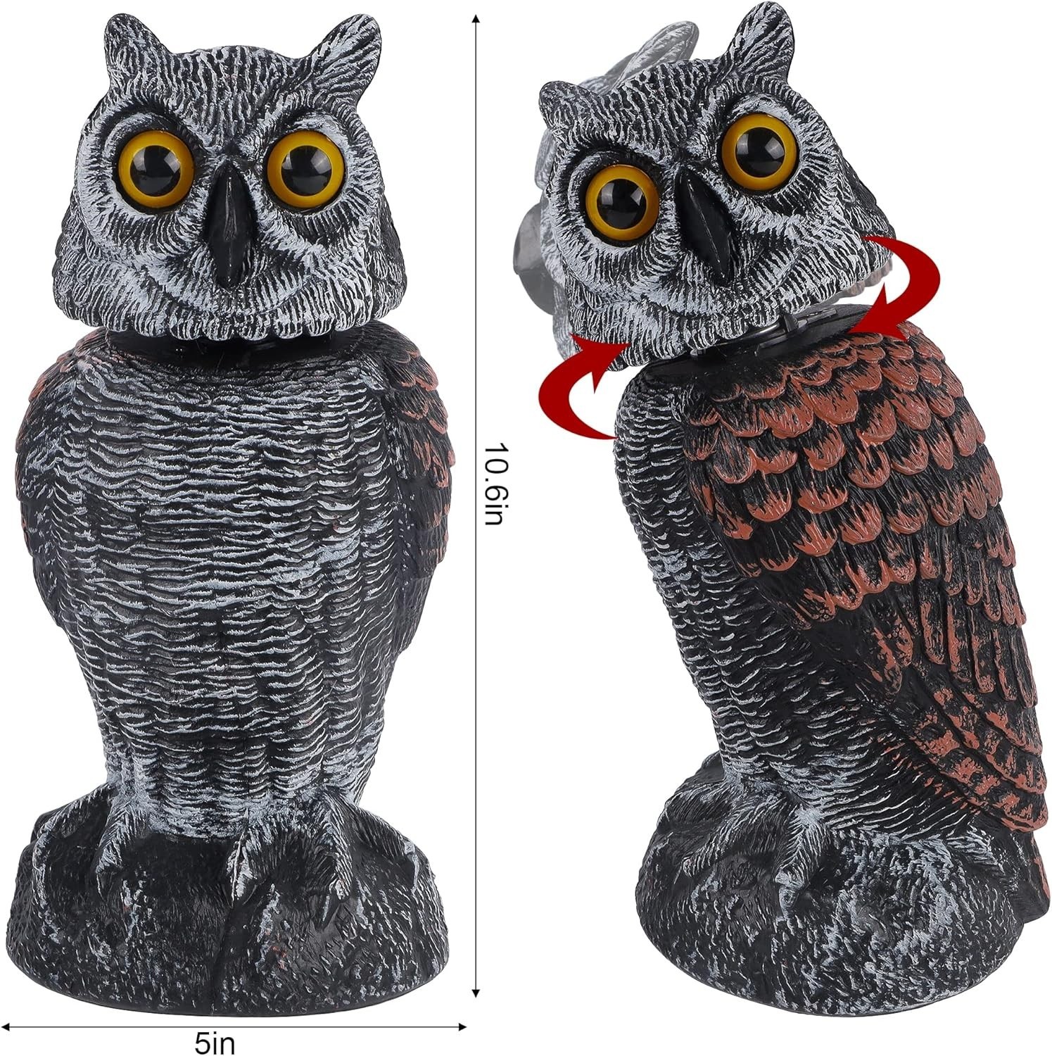 3 Pack Bird Scarecrow Owl Decoys Outdoor Pest Repellent Garden Decor