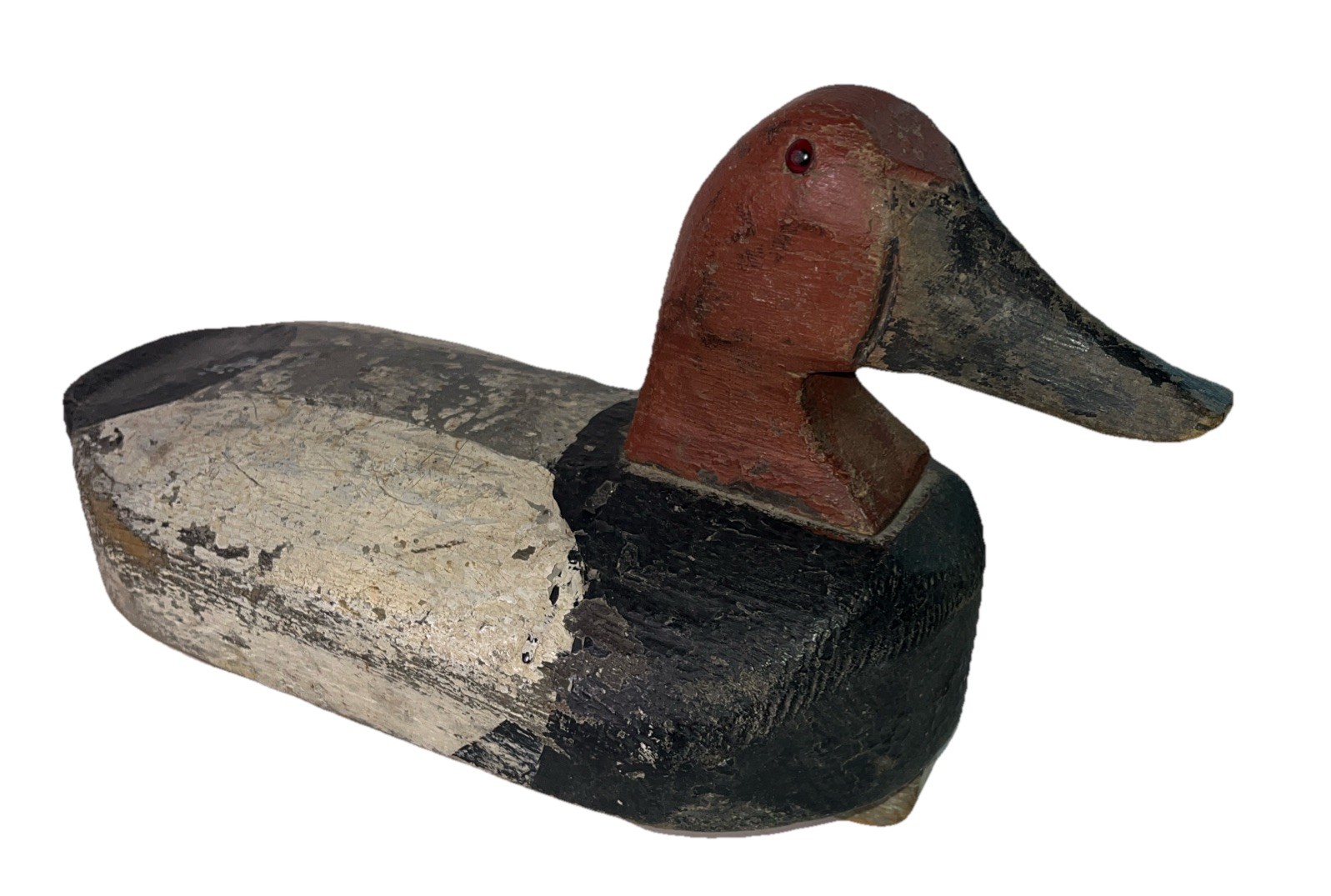 Vintage Wooden Duck Decoy NDN Marking W/ Stand 14” x 6”