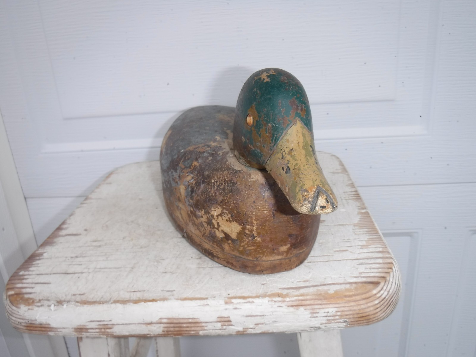 ANTIQUE WOOD DUCK DECOY GUN HUNTING DUCKS PAINTED MALLARD DECOYS GLASS EYES