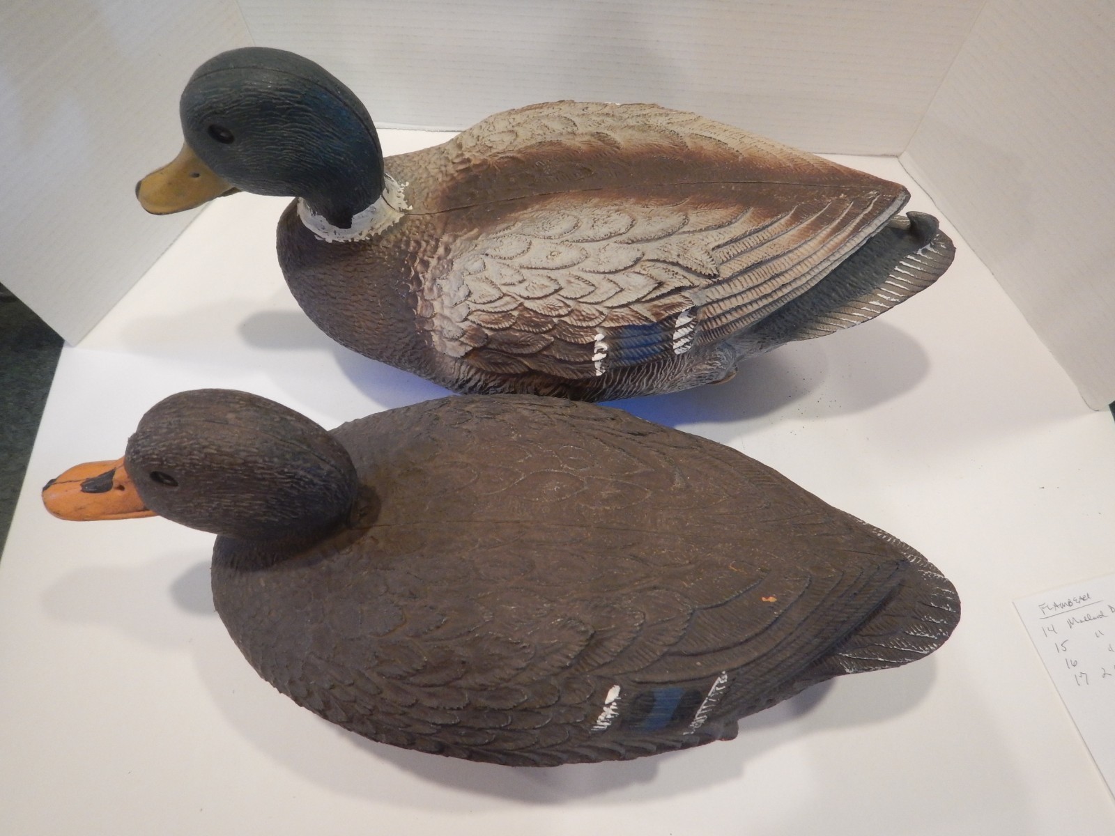 Vintage Flambeau Mallard Drake & Hen Duck Decoy Cabin Decor USA (L18)