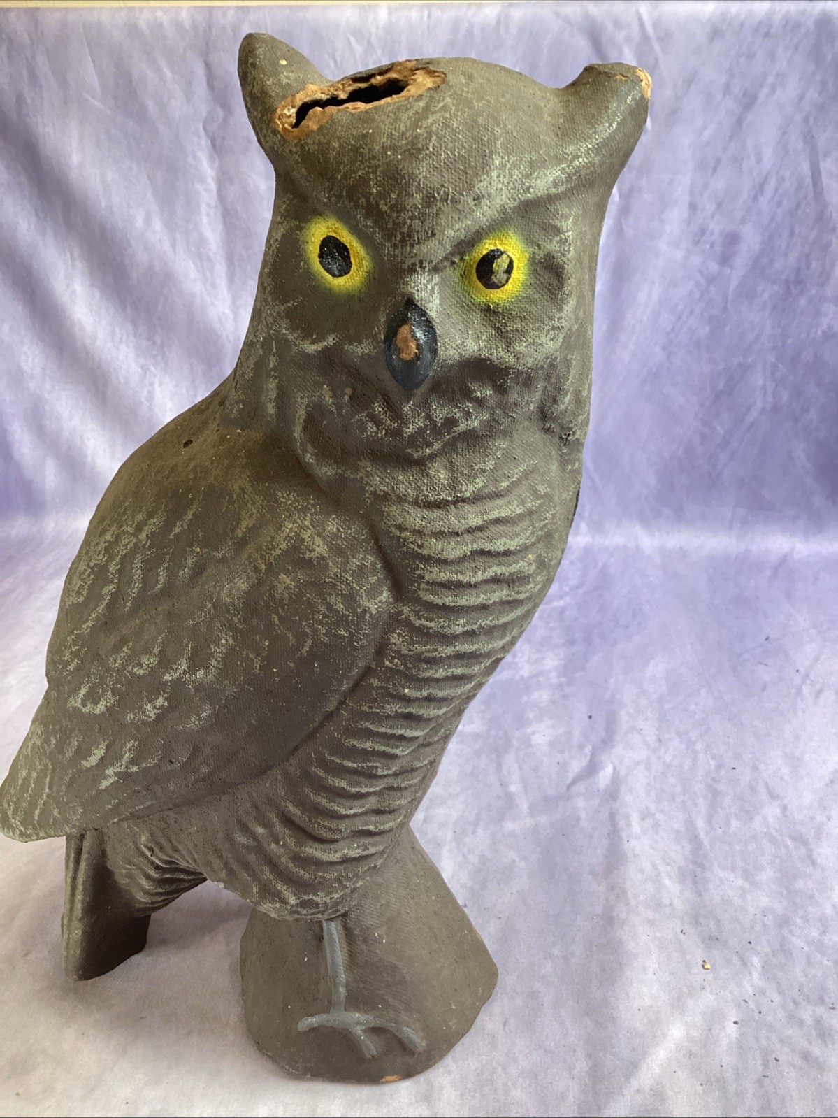 Vintage PAPER MACHE CARRY-LITE OWL Decoy 13″ Tall *READ With Painted Eyes