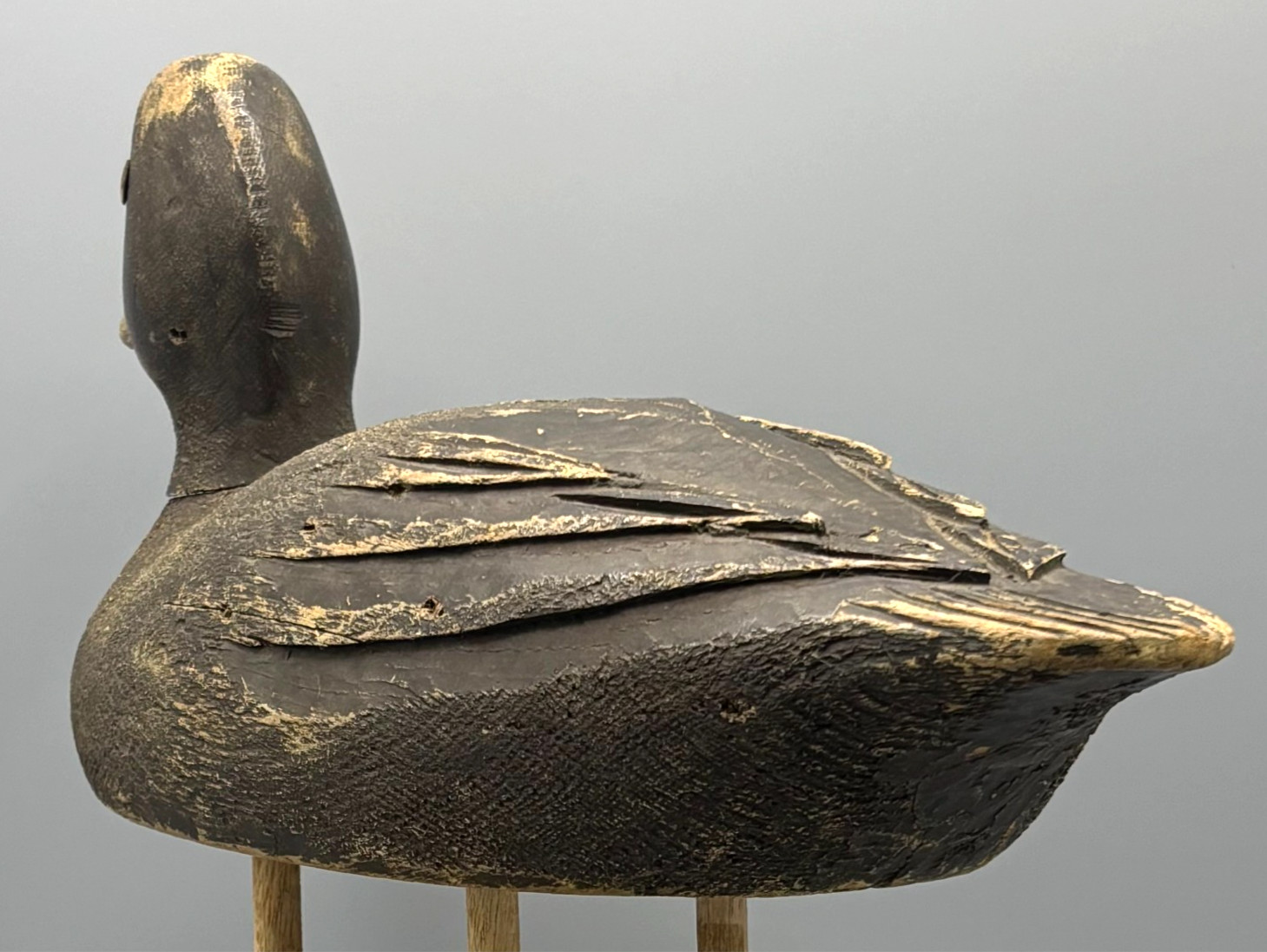 *ORIGINAL PAINT* *QUEBEC* WILLIE LEDUC (1886-1968) ANTIQUE WOODEN DUCK DECOY